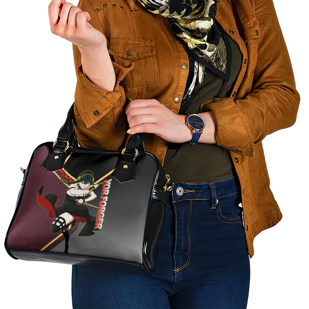 Yor Forger Spy x Family Red and Black Assassin Theme Shoulder Handbag with Elegant Weapon Pose and Bold Color Accents - The Mazicc
