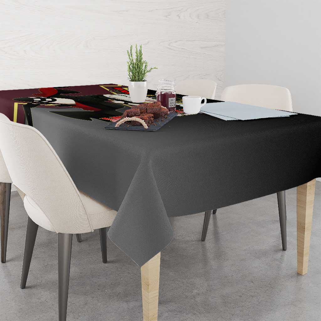 Yor Forger Spy x Family Red and Black Assassin Theme Tablecloth with Elegant Weapon Pose and Bold Color Accents - The Mazicc
