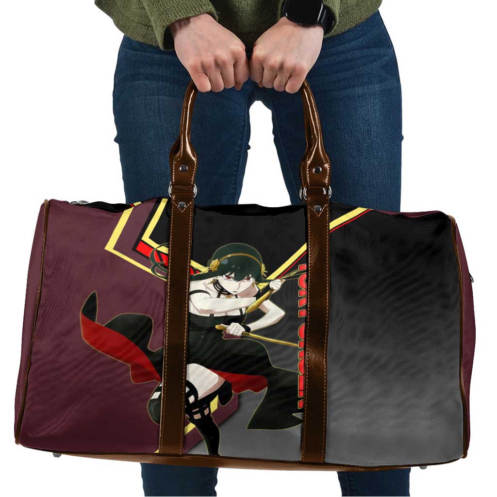 Yor Forger Spy x Family Red and Black Assassin Theme Travel Bag with Elegant Weapon Pose and Bold Color Accents - The Mazicc