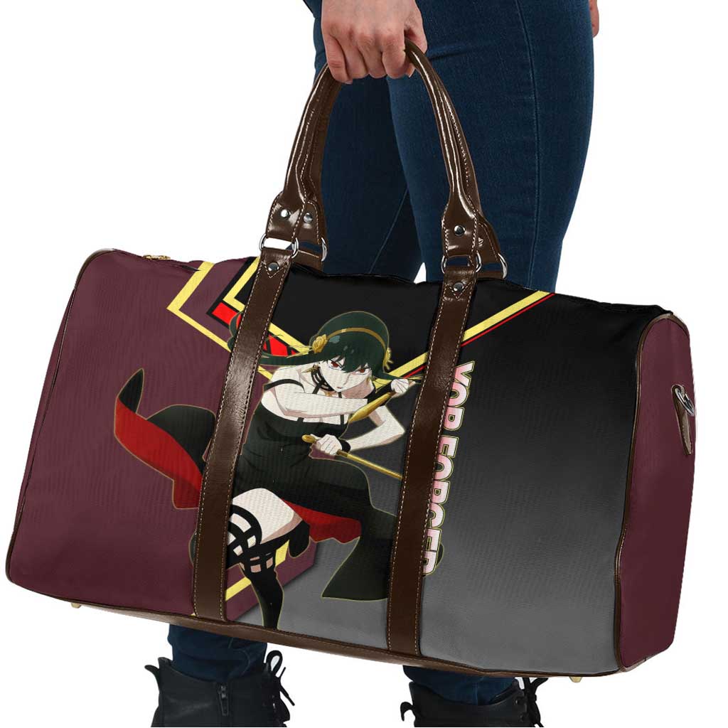 Yor Forger Spy x Family Red and Black Assassin Theme Travel Bag with Elegant Weapon Pose and Bold Color Accents - The Mazicc