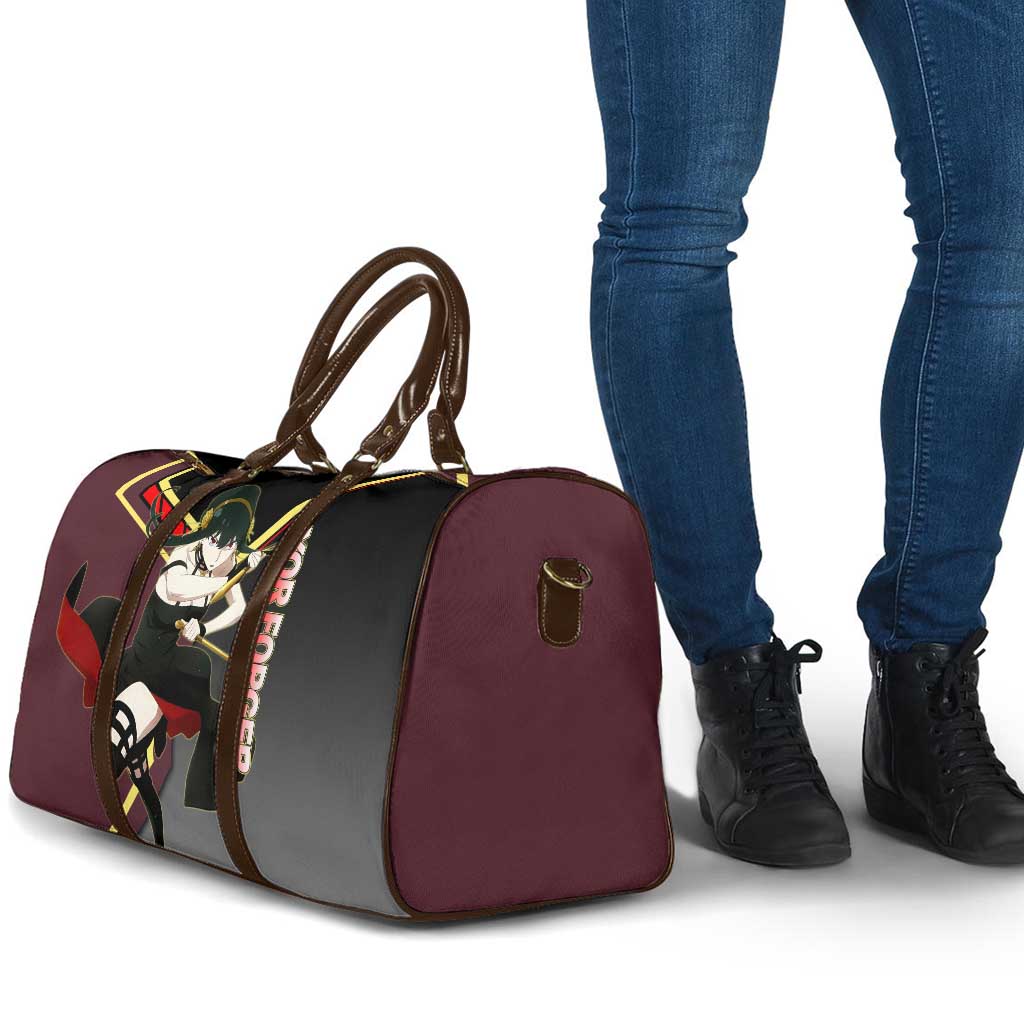 Yor Forger Spy x Family Red and Black Assassin Theme Travel Bag with Elegant Weapon Pose and Bold Color Accents - The Mazicc