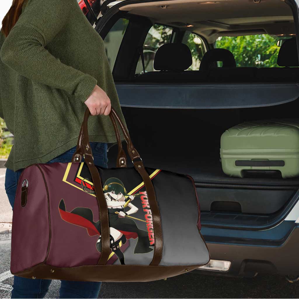 Yor Forger Spy x Family Red and Black Assassin Theme Travel Bag with Elegant Weapon Pose and Bold Color Accents - The Mazicc