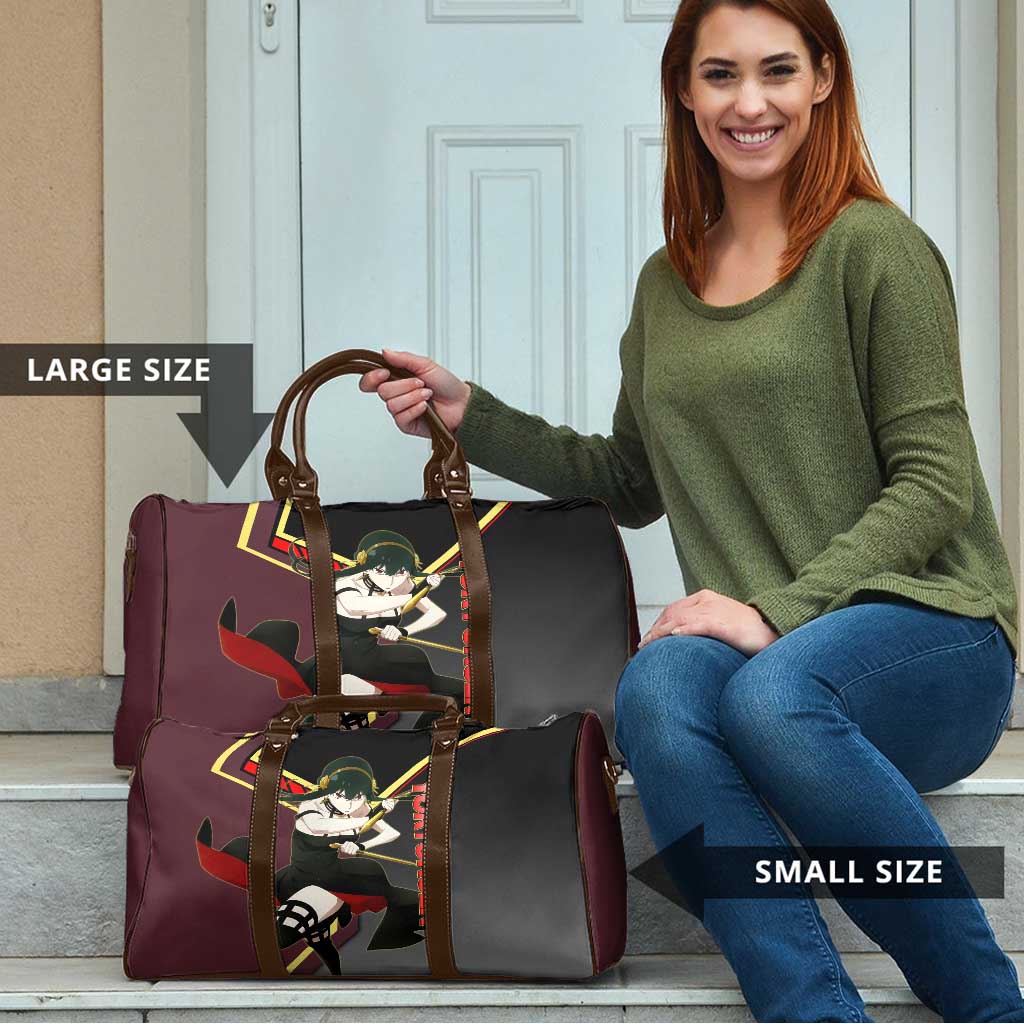 Yor Forger Spy x Family Red and Black Assassin Theme Travel Bag with Elegant Weapon Pose and Bold Color Accents - The Mazicc