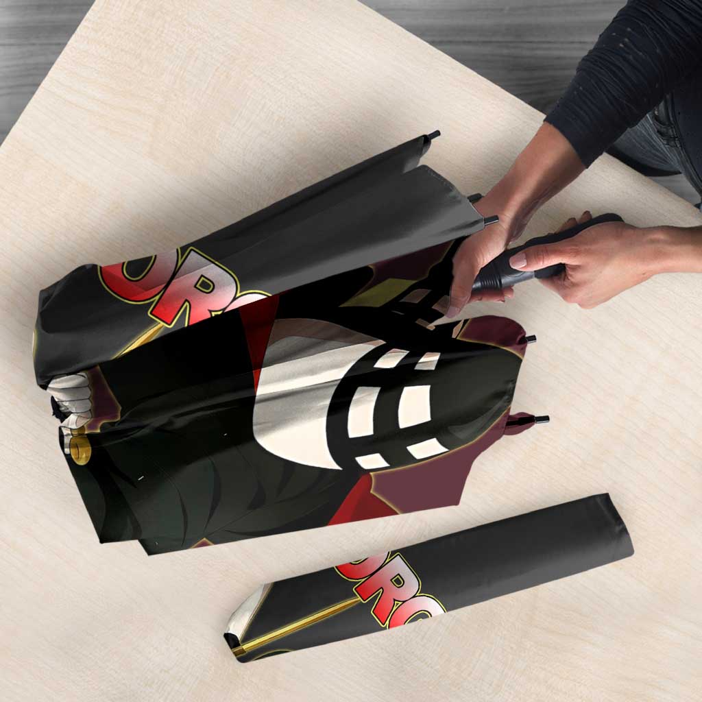 Yor Forger Spy x Family Red and Black Assassin Theme Umbrella with Elegant Weapon Pose and Bold Color Accents - The Mazicc
