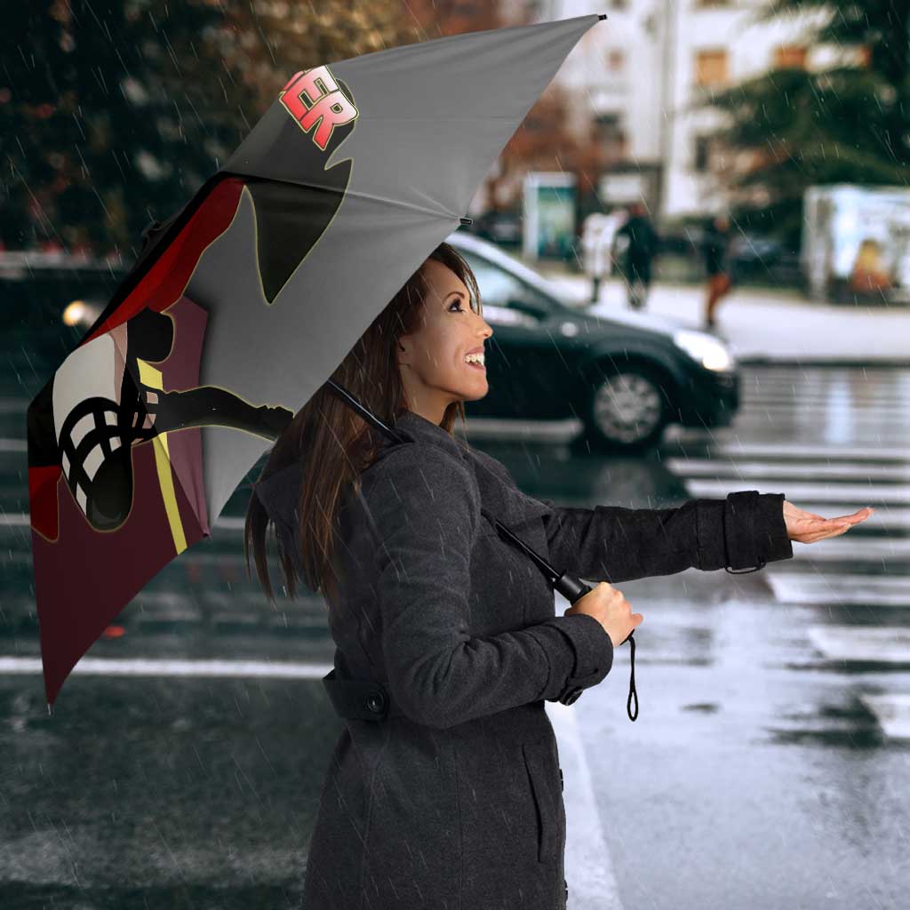 Yor Forger Spy x Family Red and Black Assassin Theme Umbrella with Elegant Weapon Pose and Bold Color Accents - The Mazicc