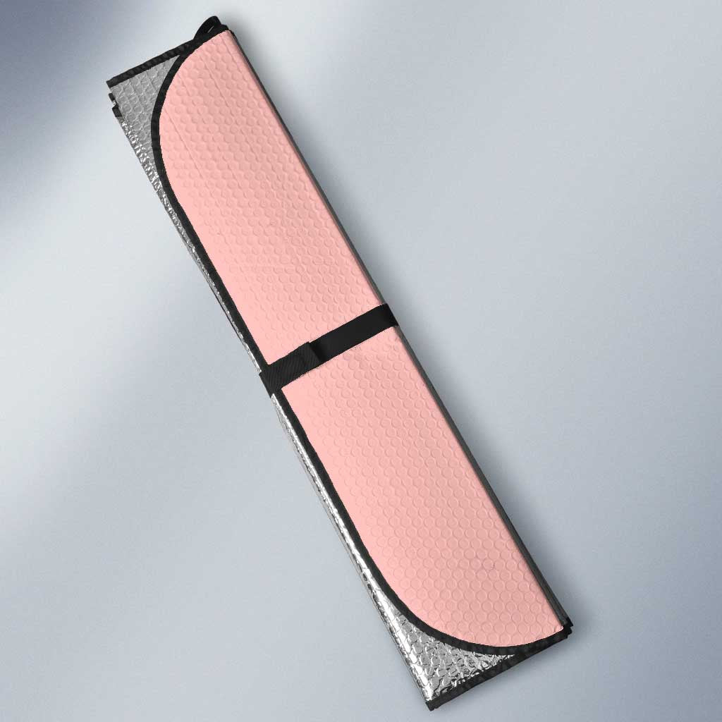 Anya Forger Spy x Family Pink and Black Theme Auto Sun Shade with Cheerful Pose and Cartoon Style Accents - The Mazicc