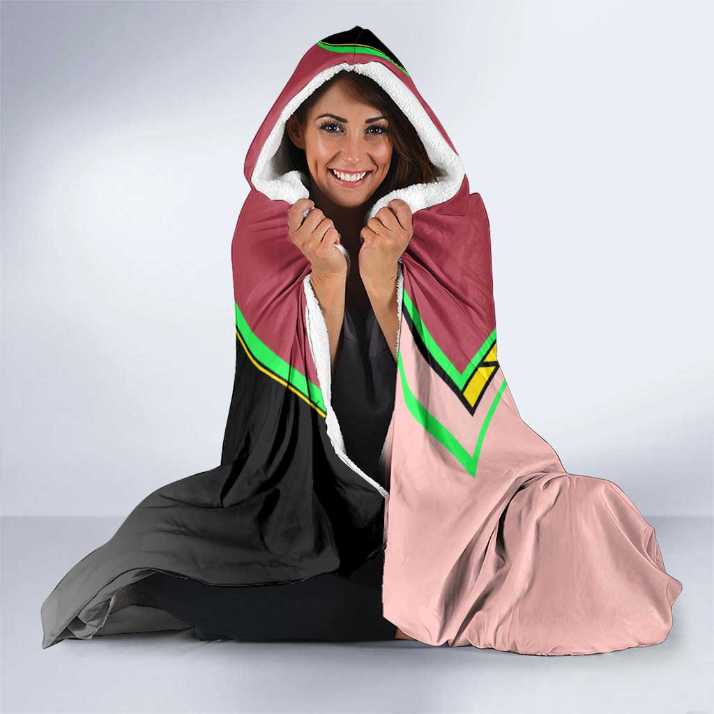 Anya Forger Spy x Family Pink and Black Theme Hooded Blanket with Cheerful Pose and Cartoon Style Accents - The Mazicc