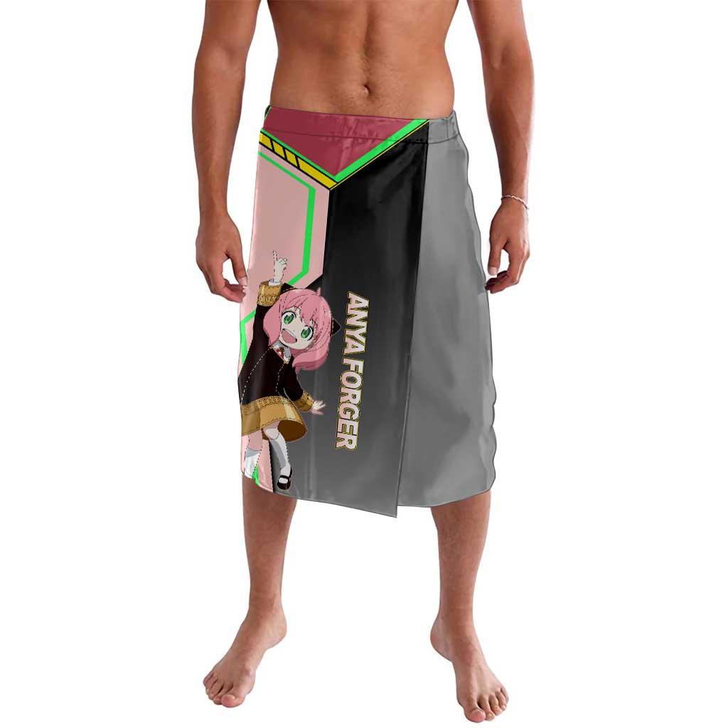 Anya Forger Spy x Family Pink and Black Theme Lavalava with Cheerful Pose and Cartoon Style Accents - The Mazicc