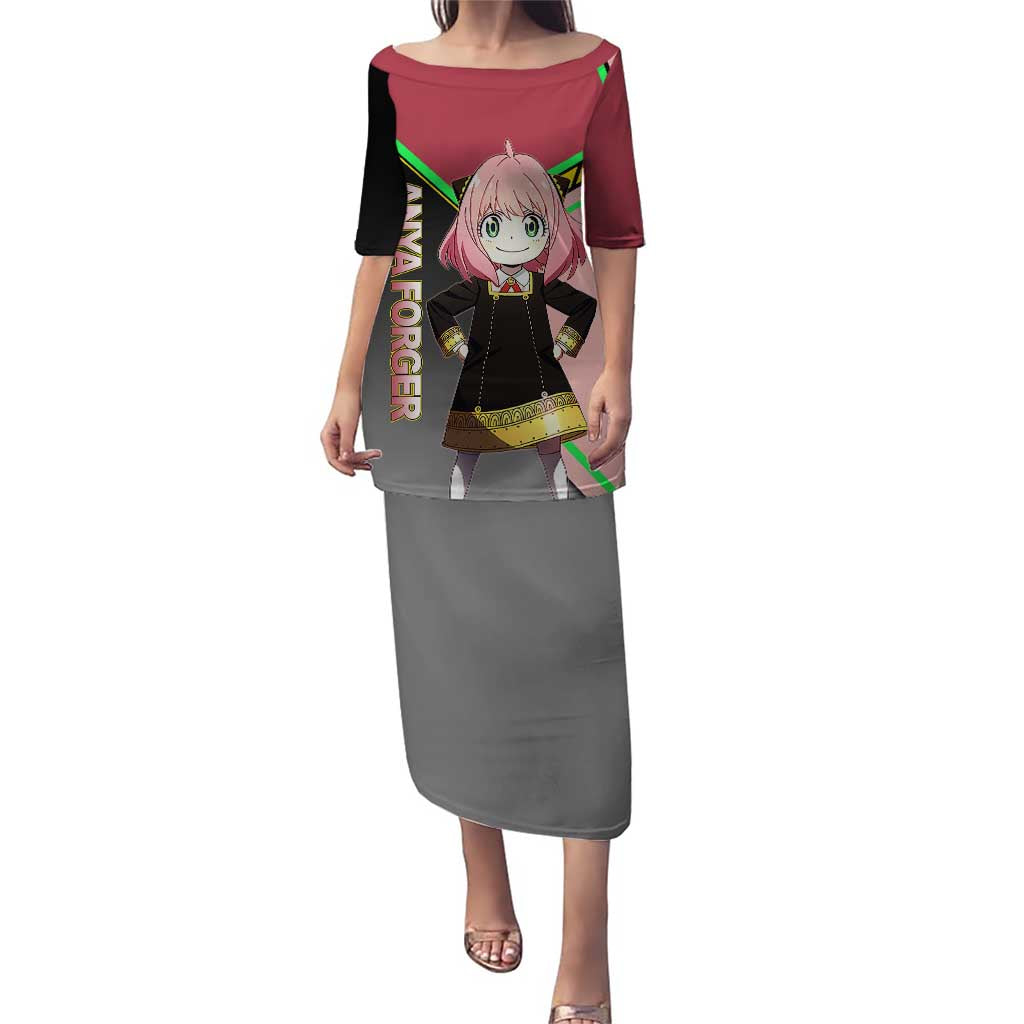 Anya Forger Spy x Family Pink and Black Theme Puletasi with Cheerful Pose and Cartoon Style Accents - The Mazicc