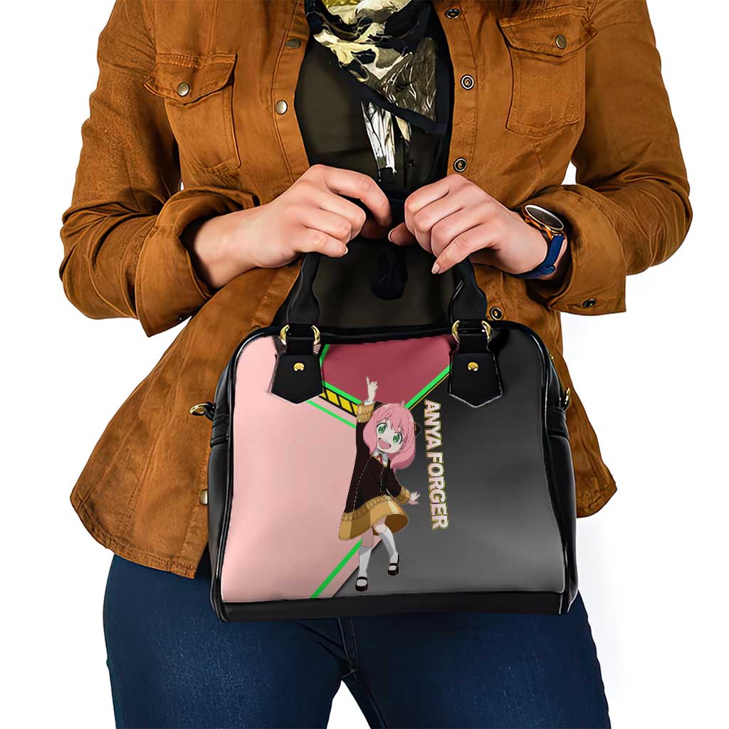 Anya Forger Spy x Family Pink and Black Theme Shoulder Handbag with Cheerful Pose and Cartoon Style Accents - The Mazicc