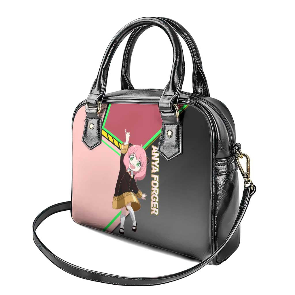 Anya Forger Spy x Family Pink and Black Theme Shoulder Handbag with Cheerful Pose and Cartoon Style Accents - The Mazicc