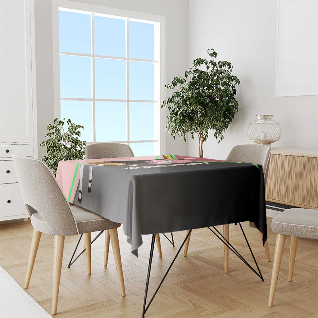 Anya Forger Spy x Family Pink and Black Theme Tablecloth with Cheerful Pose and Cartoon Style Accents - The Mazicc
