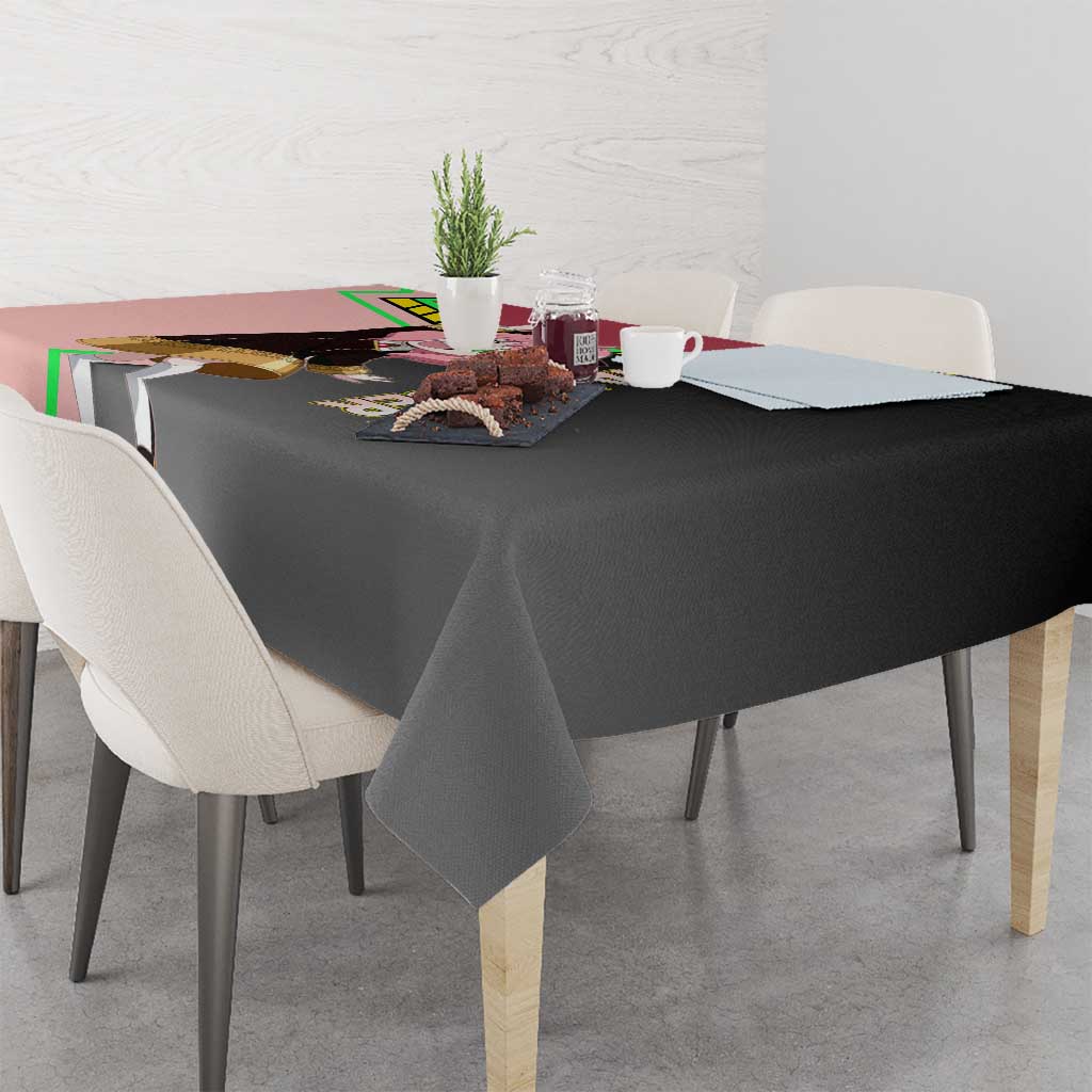 Anya Forger Spy x Family Pink and Black Theme Tablecloth with Cheerful Pose and Cartoon Style Accents - The Mazicc