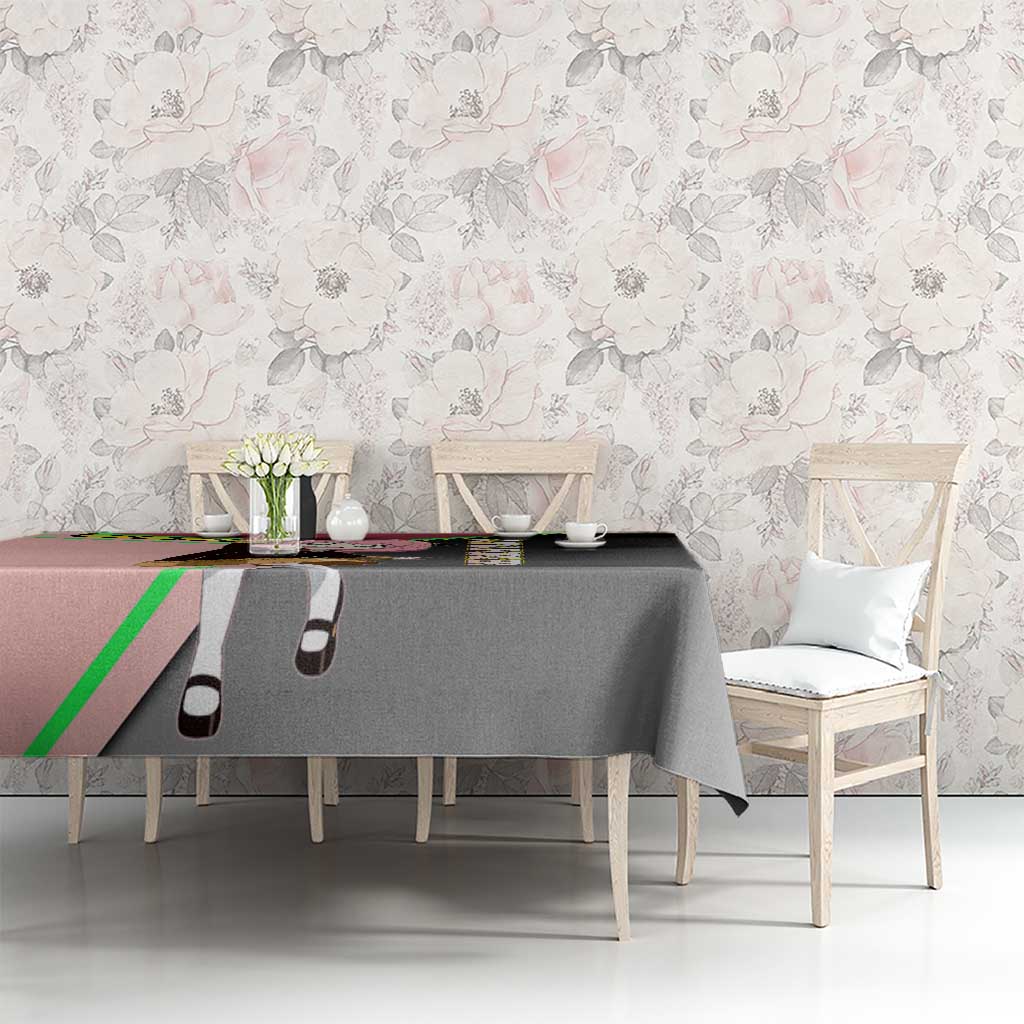 Anya Forger Spy x Family Pink and Black Theme Tablecloth with Cheerful Pose and Cartoon Style Accents - The Mazicc