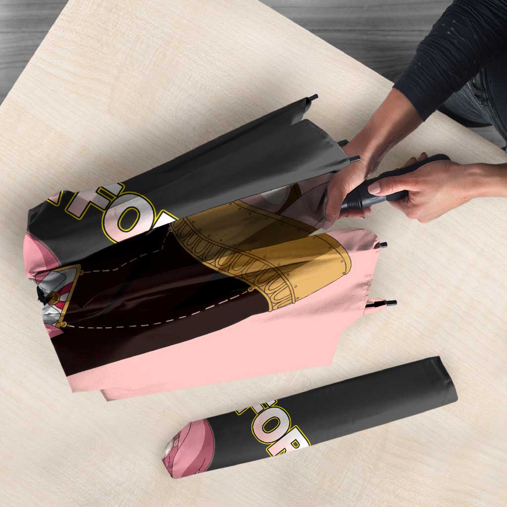 Anya Forger Spy x Family Pink and Black Theme Umbrella with Cheerful Pose and Cartoon Style Accents - The Mazicc