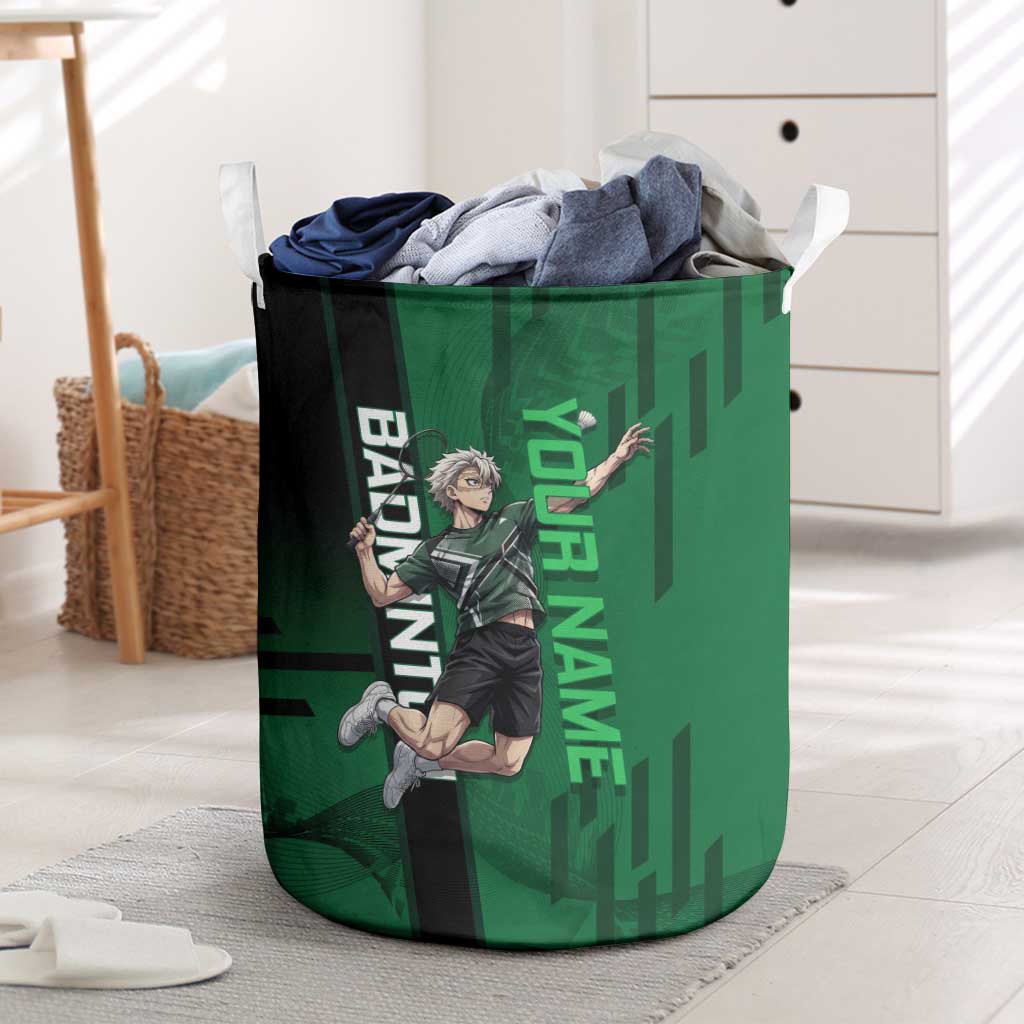 Personalized Shinazugawa Sanemi Badminton Laundry Basket Design with Jump Shot Pose - The Mazicc