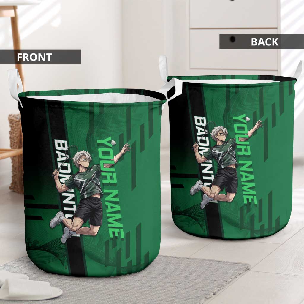 Personalized Shinazugawa Sanemi Badminton Laundry Basket Design with Jump Shot Pose - The Mazicc