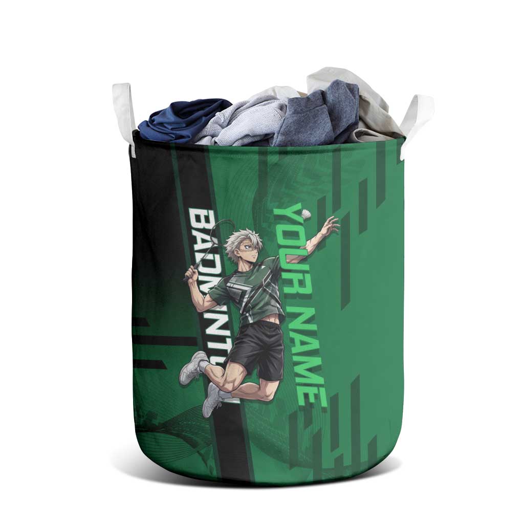 Personalized Shinazugawa Sanemi Badminton Laundry Basket Design with Jump Shot Pose - The Mazicc