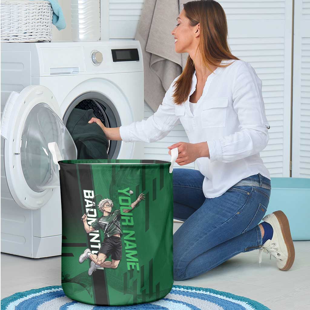 Personalized Shinazugawa Sanemi Badminton Laundry Basket Design with Jump Shot Pose - The Mazicc