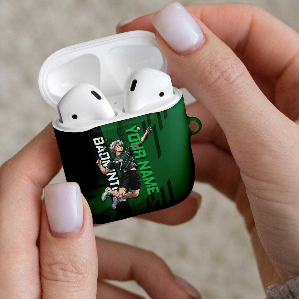 Personalized Shinazugawa Sanemi Badminton AirPods Case Design with Jump Shot Pose - The Mazicc