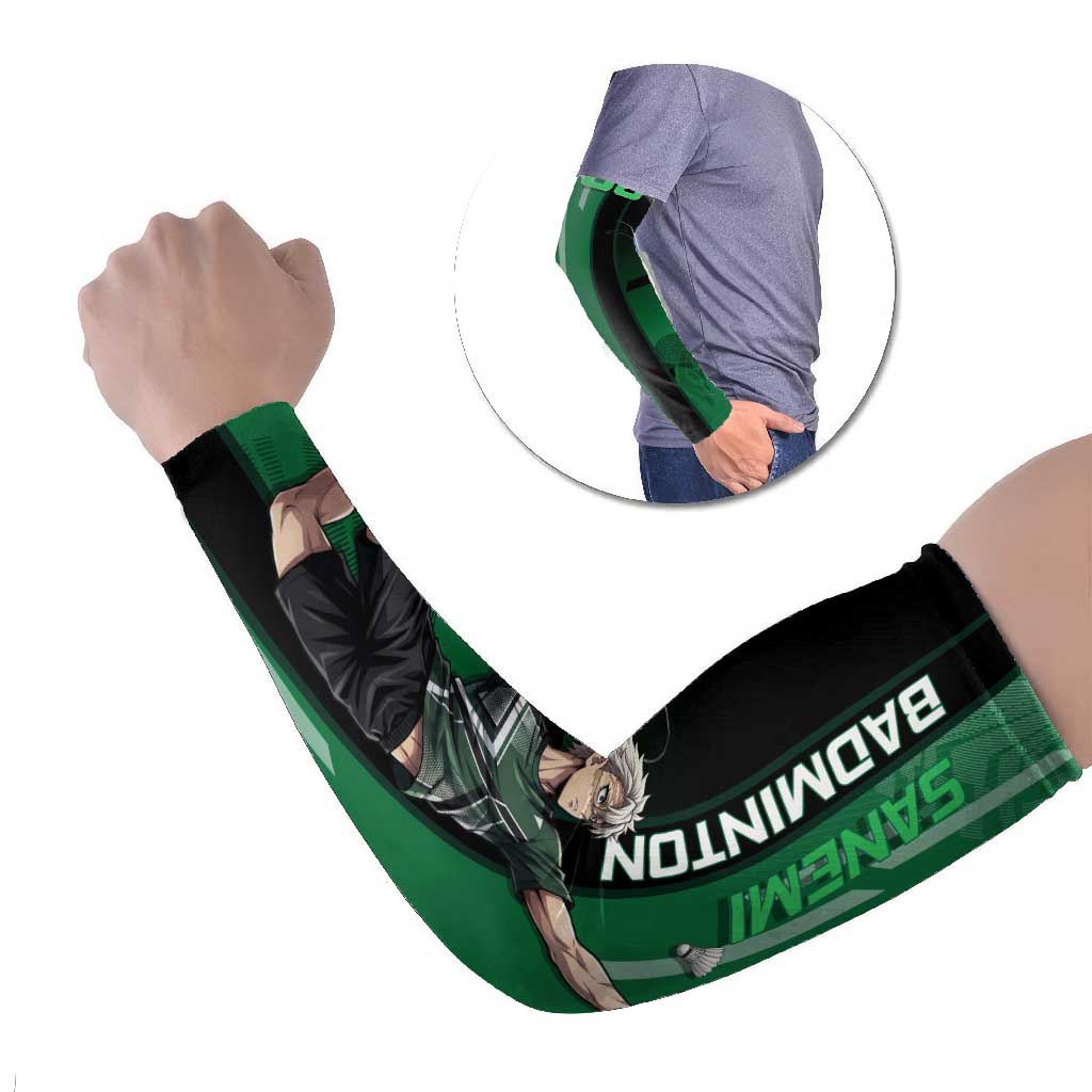 Personalized Shinazugawa Sanemi Badminton Arm Sleeves Design with Jump Shot Pose - The Mazicc