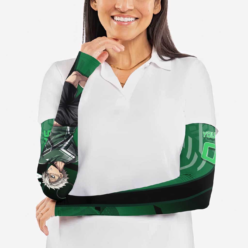 Personalized Shinazugawa Sanemi Badminton Arm Sleeves Design with Jump Shot Pose - The Mazicc