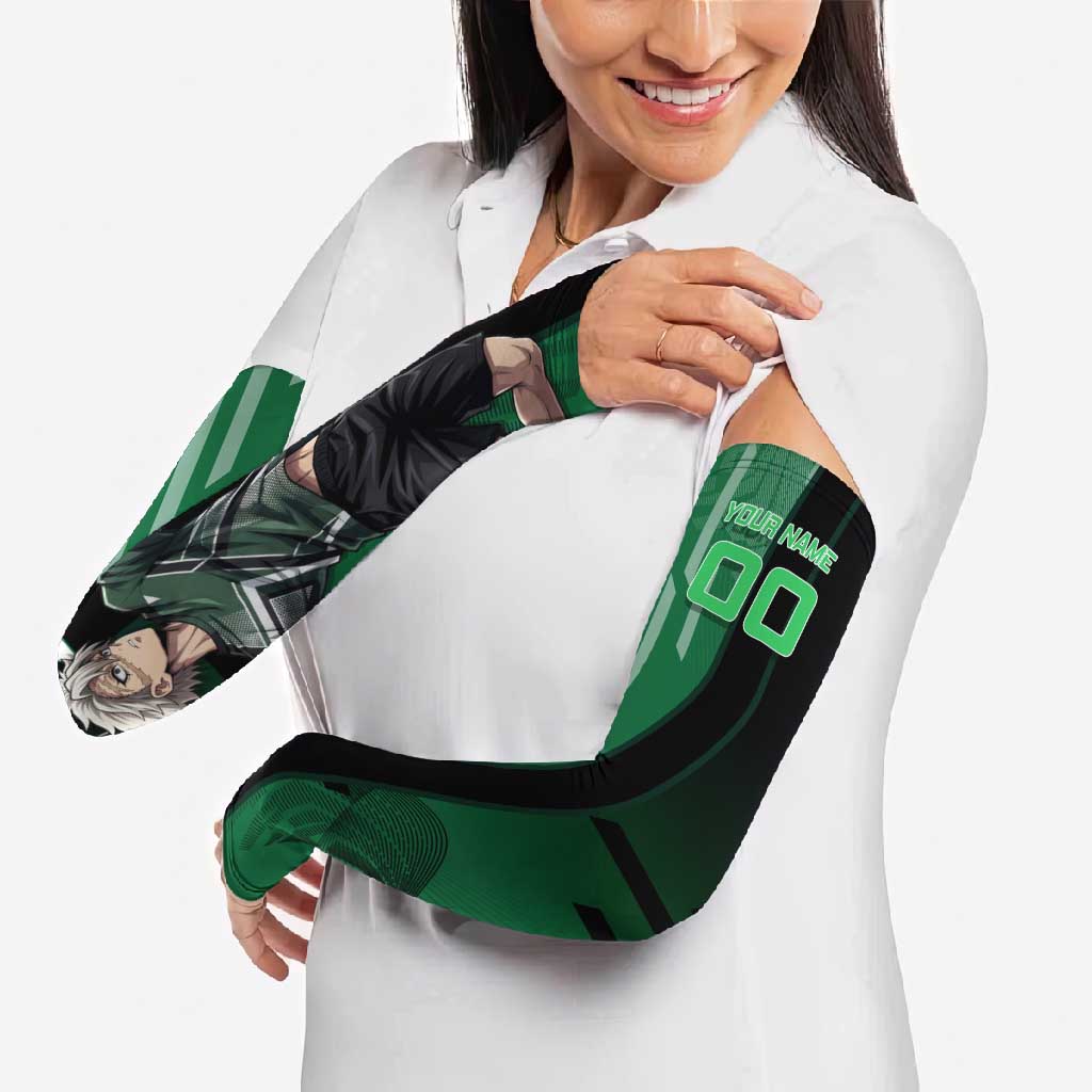 Personalized Shinazugawa Sanemi Badminton Arm Sleeves Design with Jump Shot Pose - The Mazicc