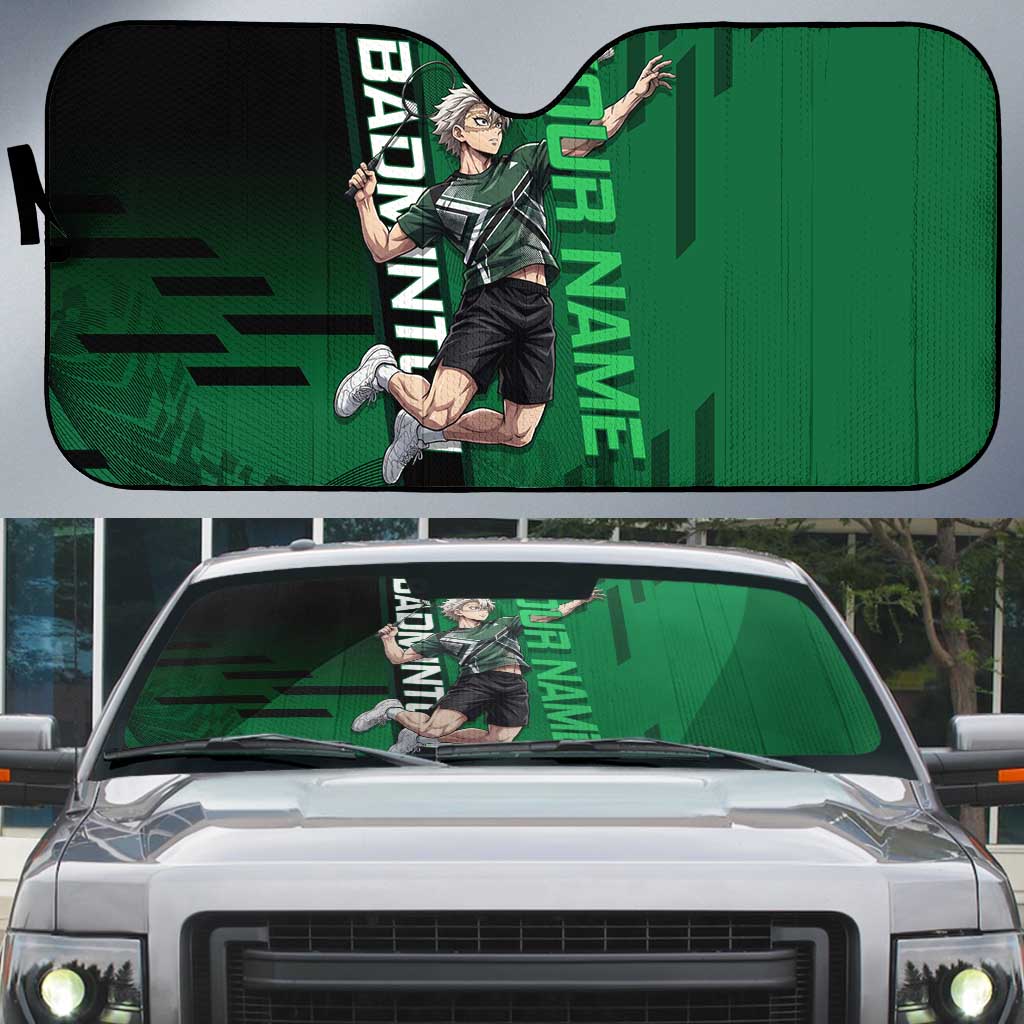 Personalized Shinazugawa Sanemi Badminton Auto Sun Shade Design with Jump Shot Pose - The Mazicc