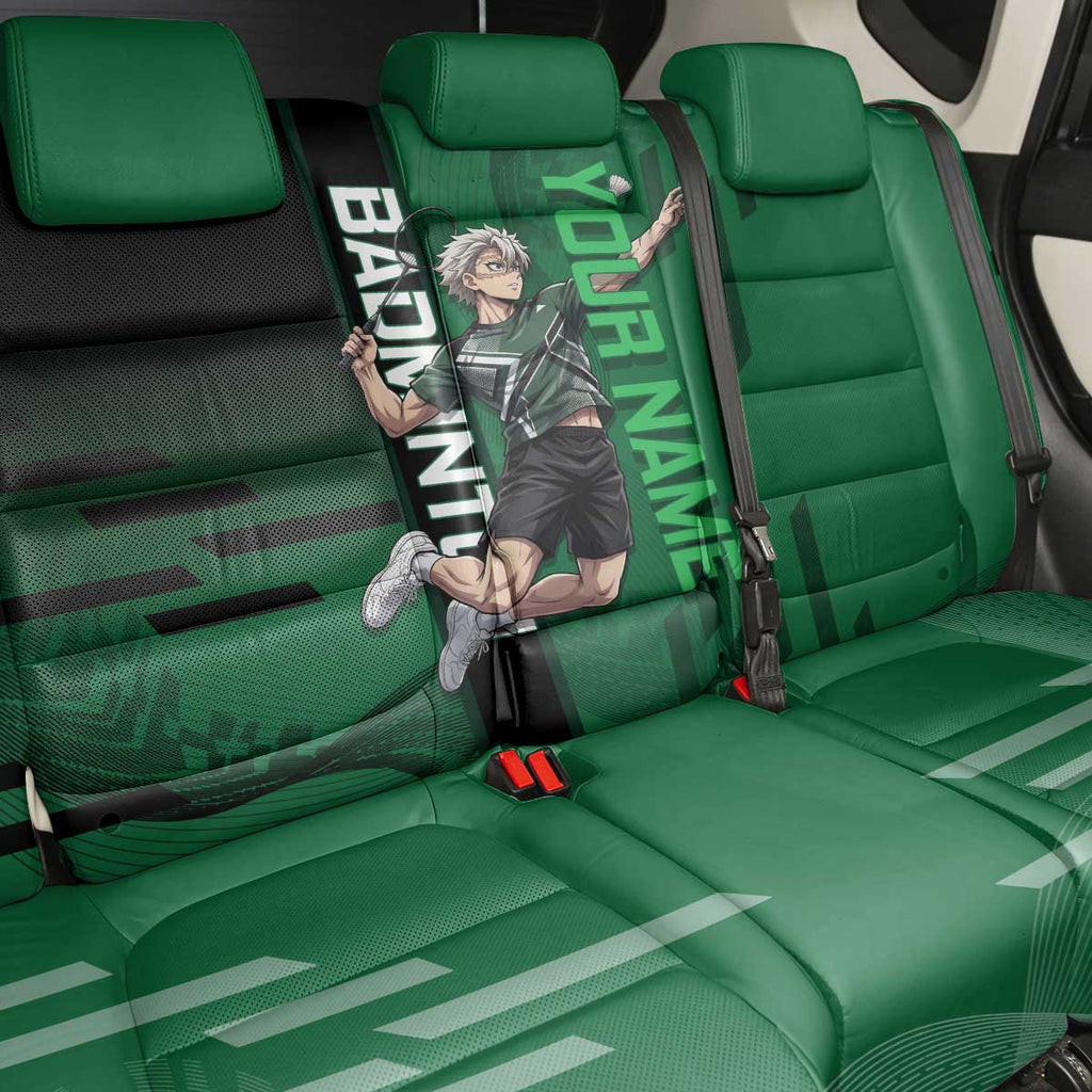 Personalized Shinazugawa Sanemi Badminton Back Car Seat Cover Design with Jump Shot Pose - The Mazicc