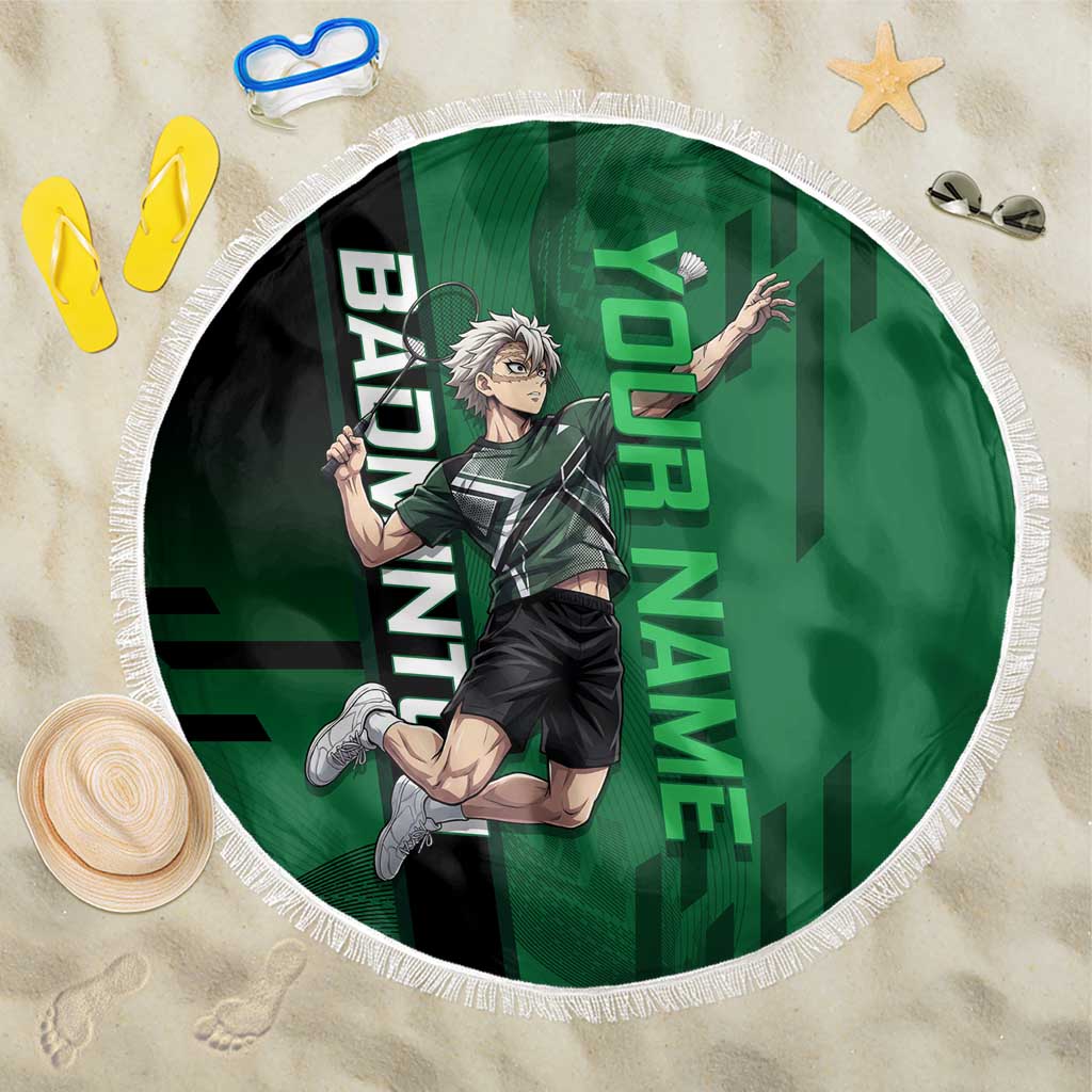 Personalized Shinazugawa Sanemi Badminton Beach Blanket Design with Jump Shot Pose - The Mazicc