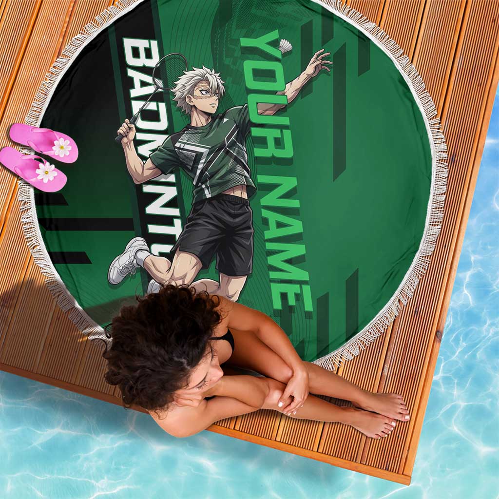 Personalized Shinazugawa Sanemi Badminton Beach Blanket Design with Jump Shot Pose - The Mazicc