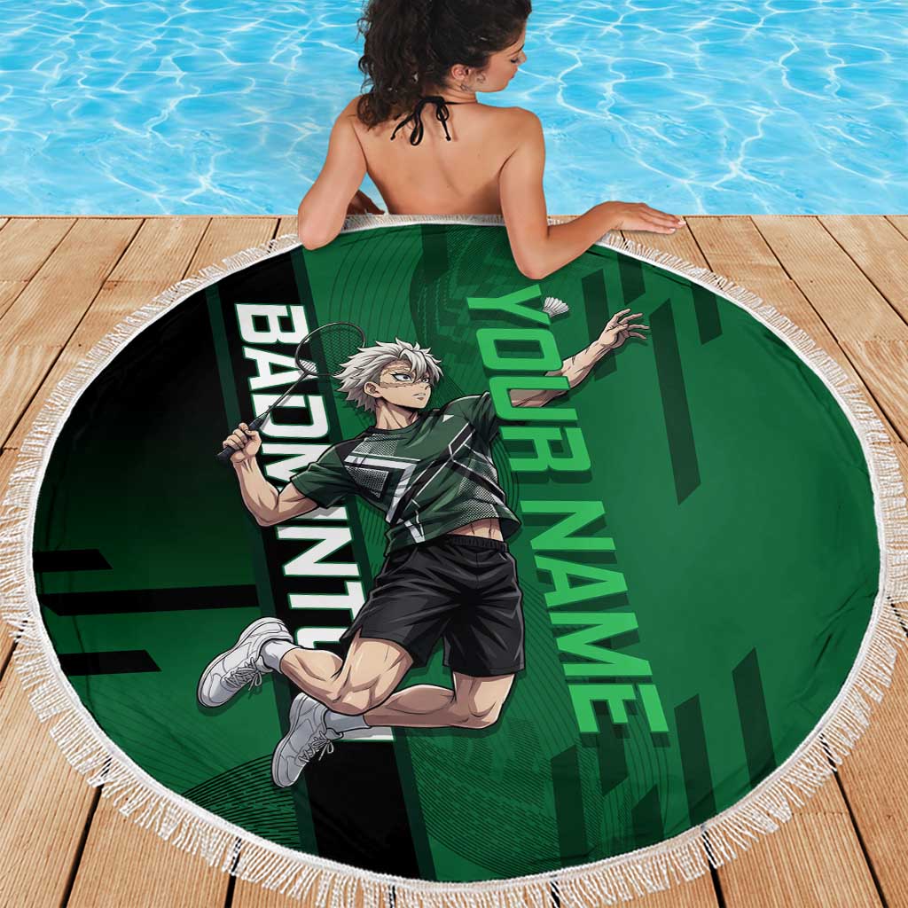 Personalized Shinazugawa Sanemi Badminton Beach Blanket Design with Jump Shot Pose - The Mazicc