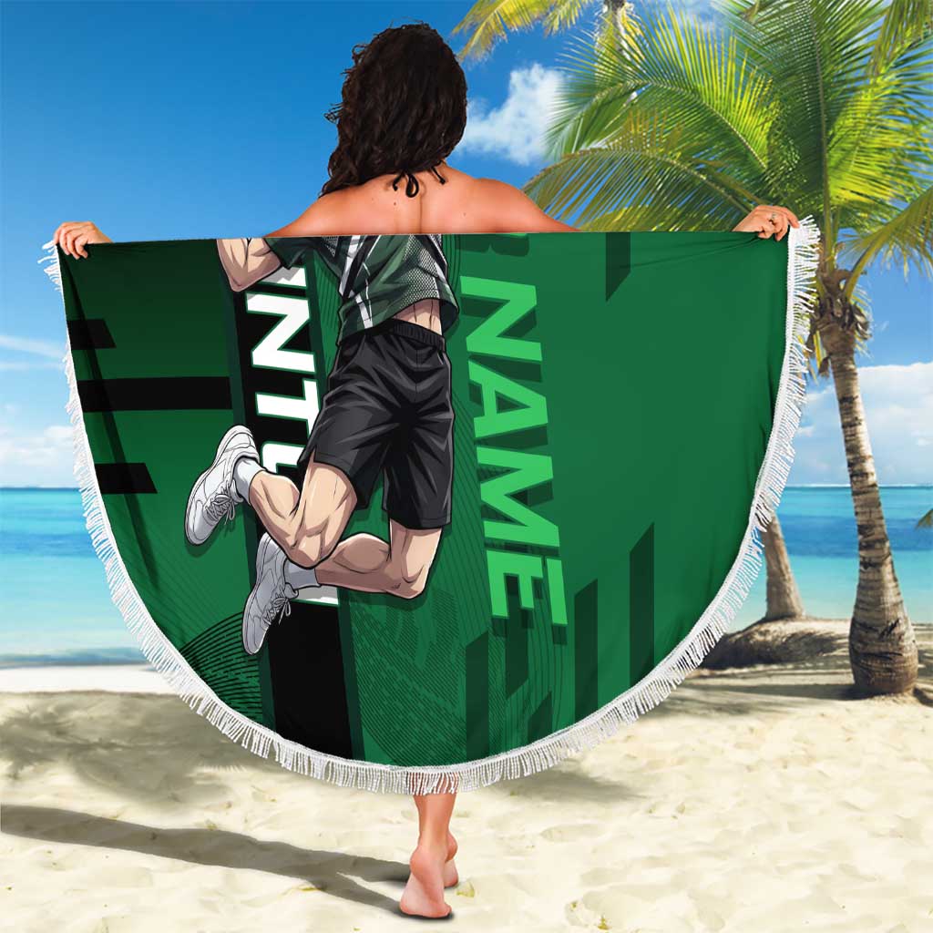 Personalized Shinazugawa Sanemi Badminton Beach Blanket Design with Jump Shot Pose - The Mazicc