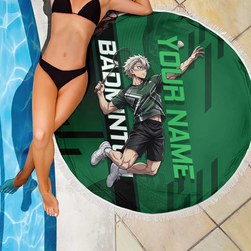 Personalized Shinazugawa Sanemi Badminton Beach Blanket Design with Jump Shot Pose - The Mazicc