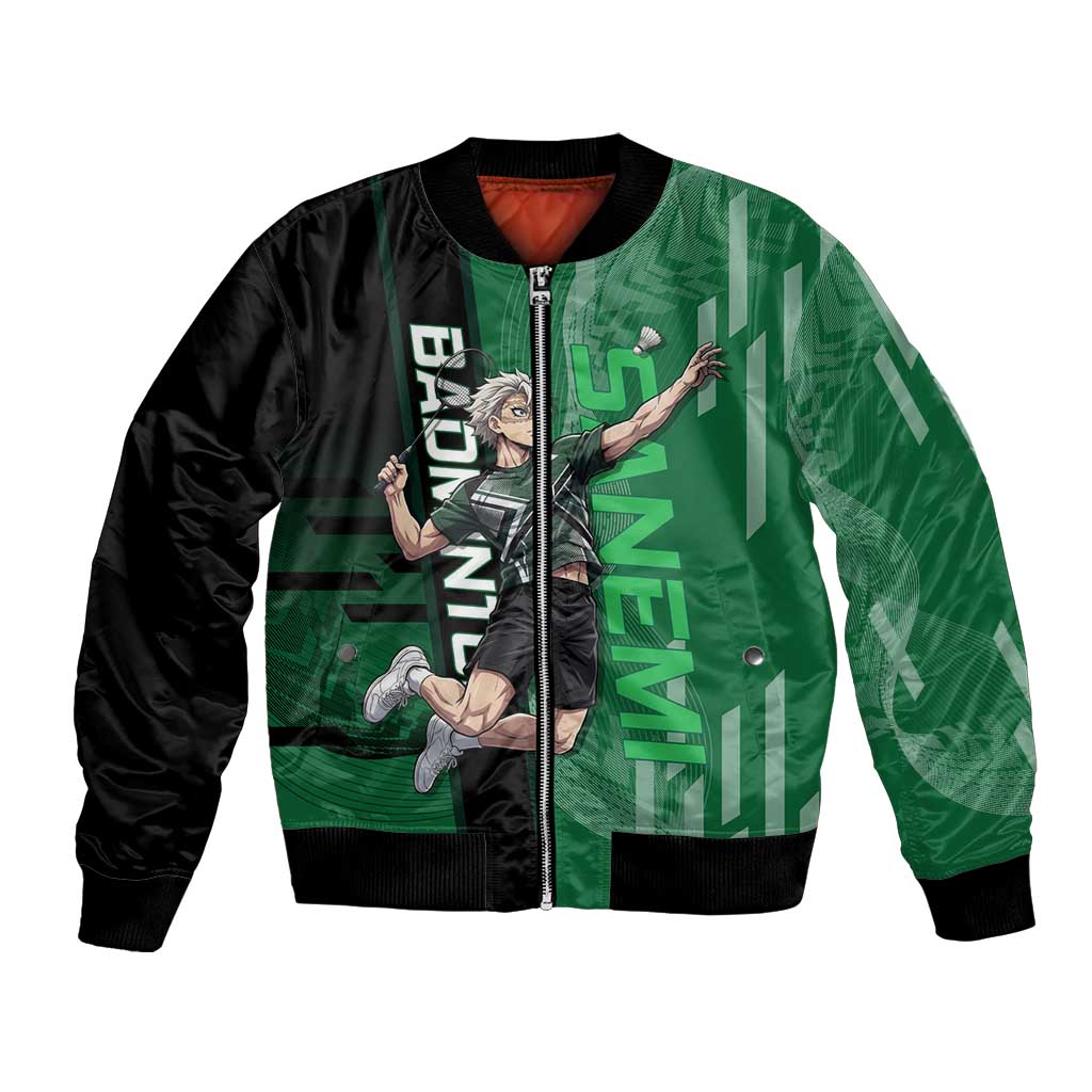Personalized Shinazugawa Sanemi Badminton Bomber Jacket Design with Jump Shot Pose - The Mazicc