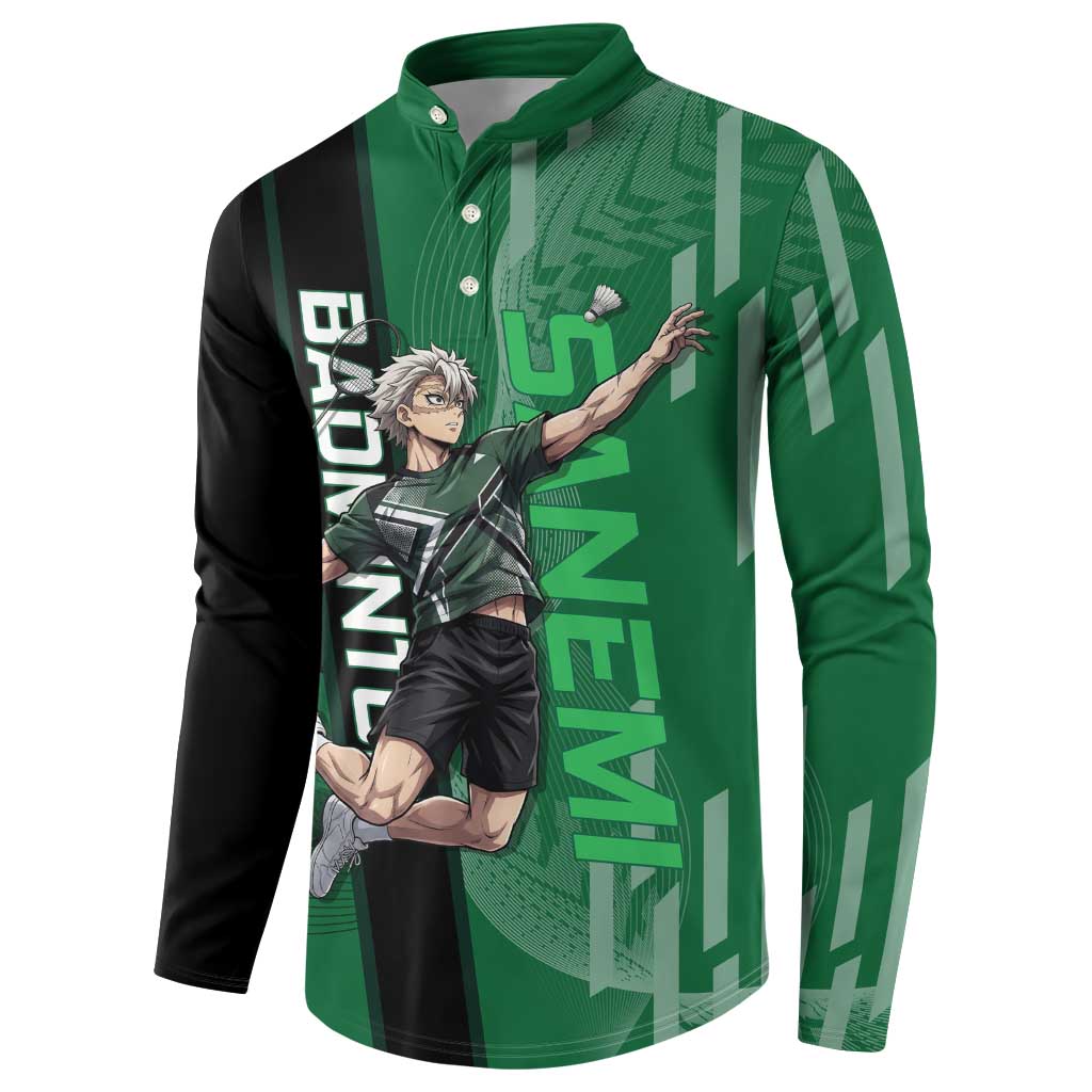 Personalized Shinazugawa Sanemi Badminton Button Sweatshirt Design with Jump Shot Pose - The Mazicc