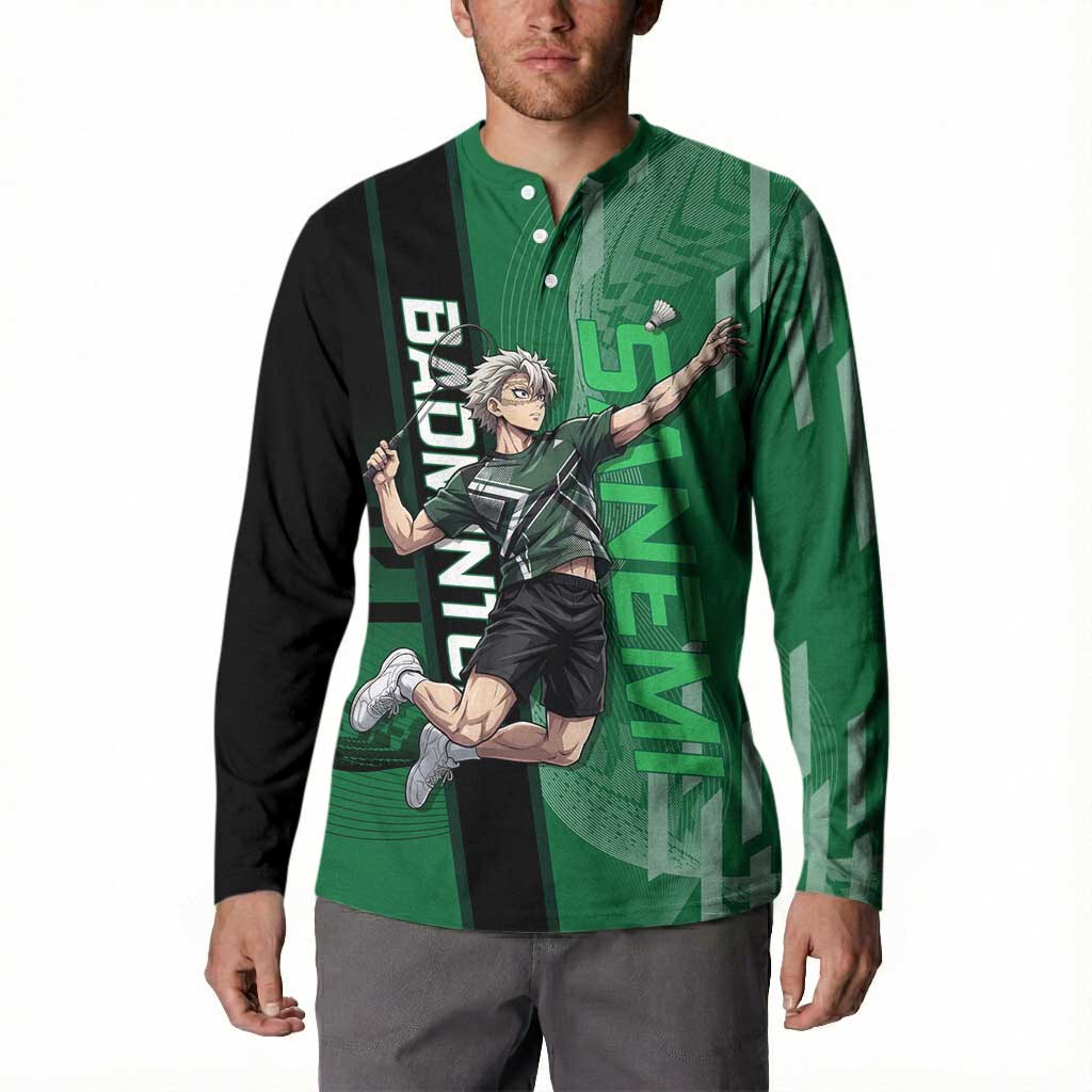 Personalized Shinazugawa Sanemi Badminton Button Sweatshirt Design with Jump Shot Pose - The Mazicc