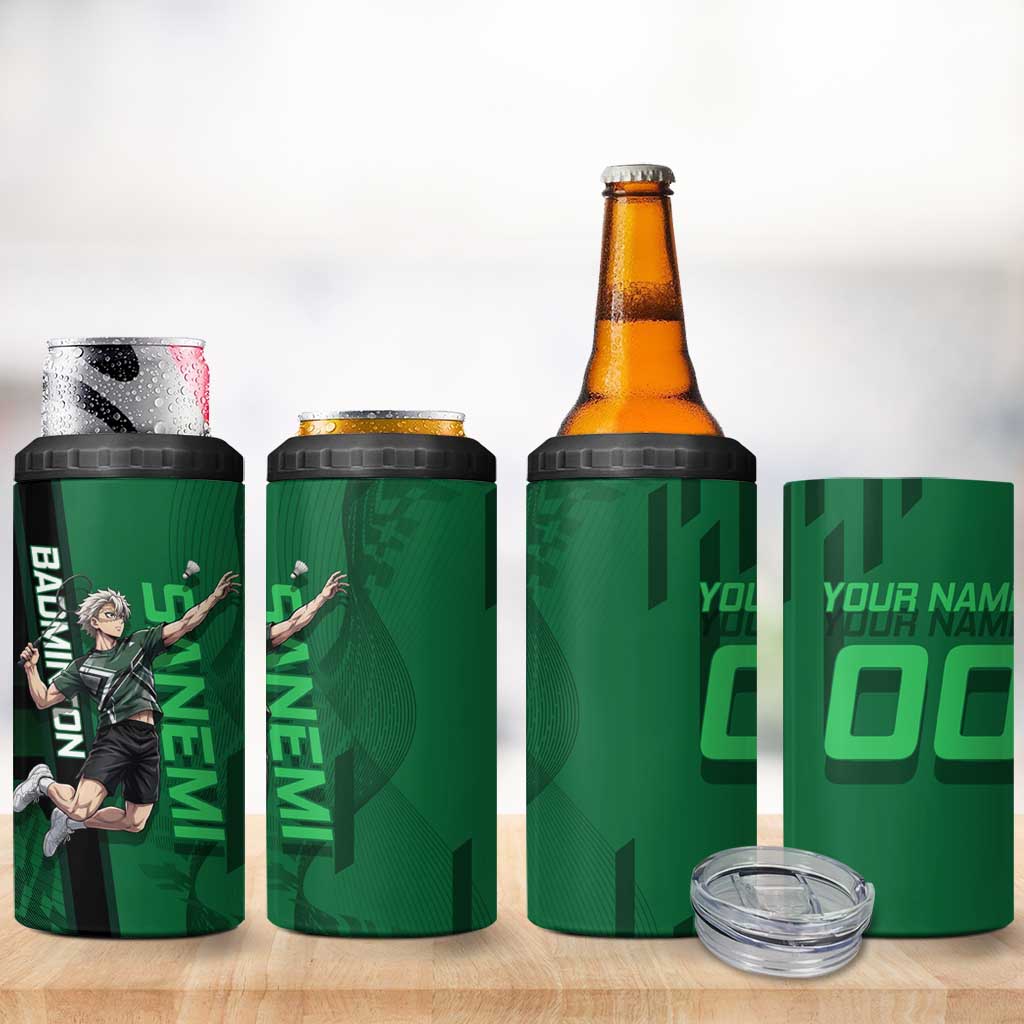 Personalized Shinazugawa Sanemi Badminton 4 in 1 Can Cooler Tumbler Design with Jump Shot Pose - The Mazicc