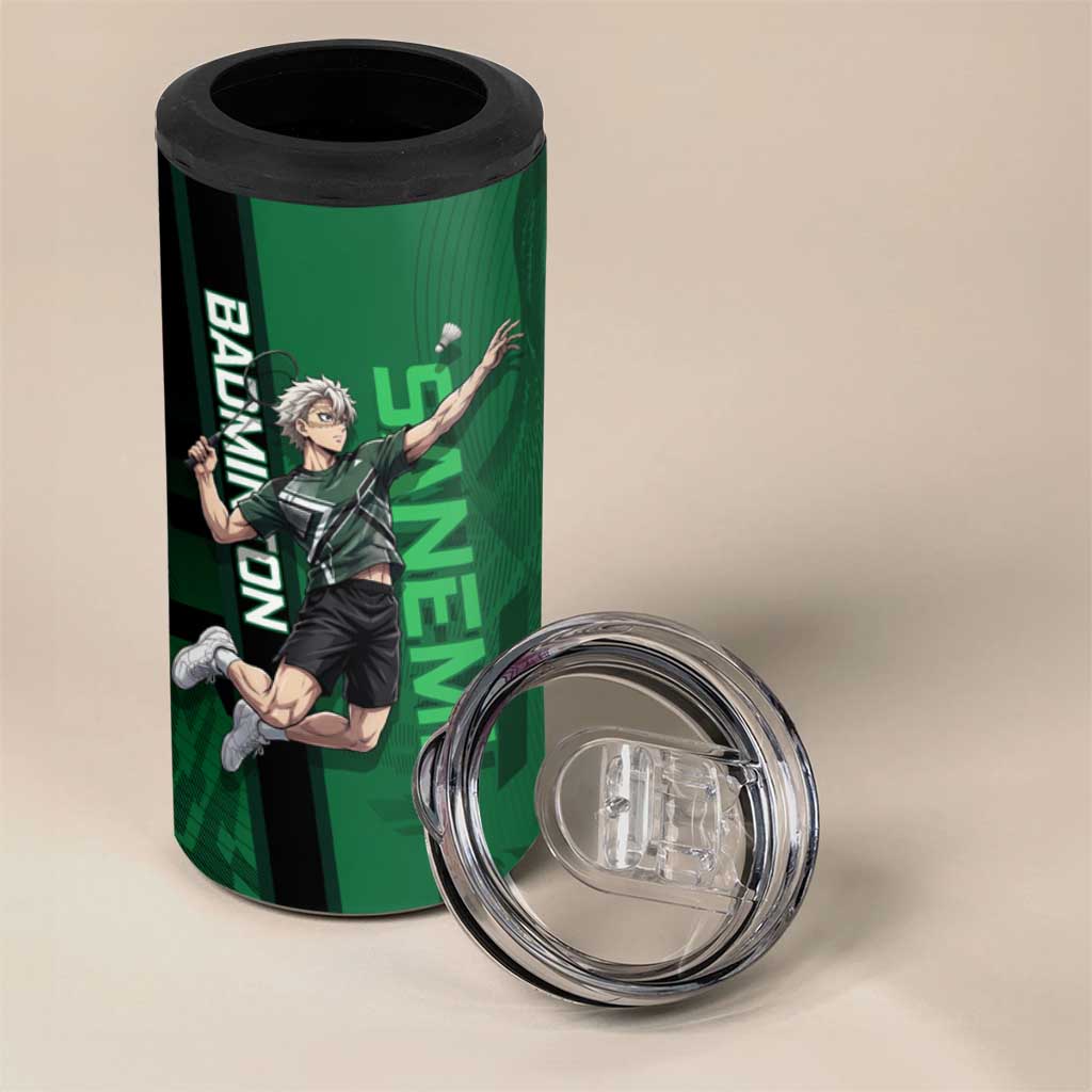 Personalized Shinazugawa Sanemi Badminton 4 in 1 Can Cooler Tumbler Design with Jump Shot Pose - The Mazicc