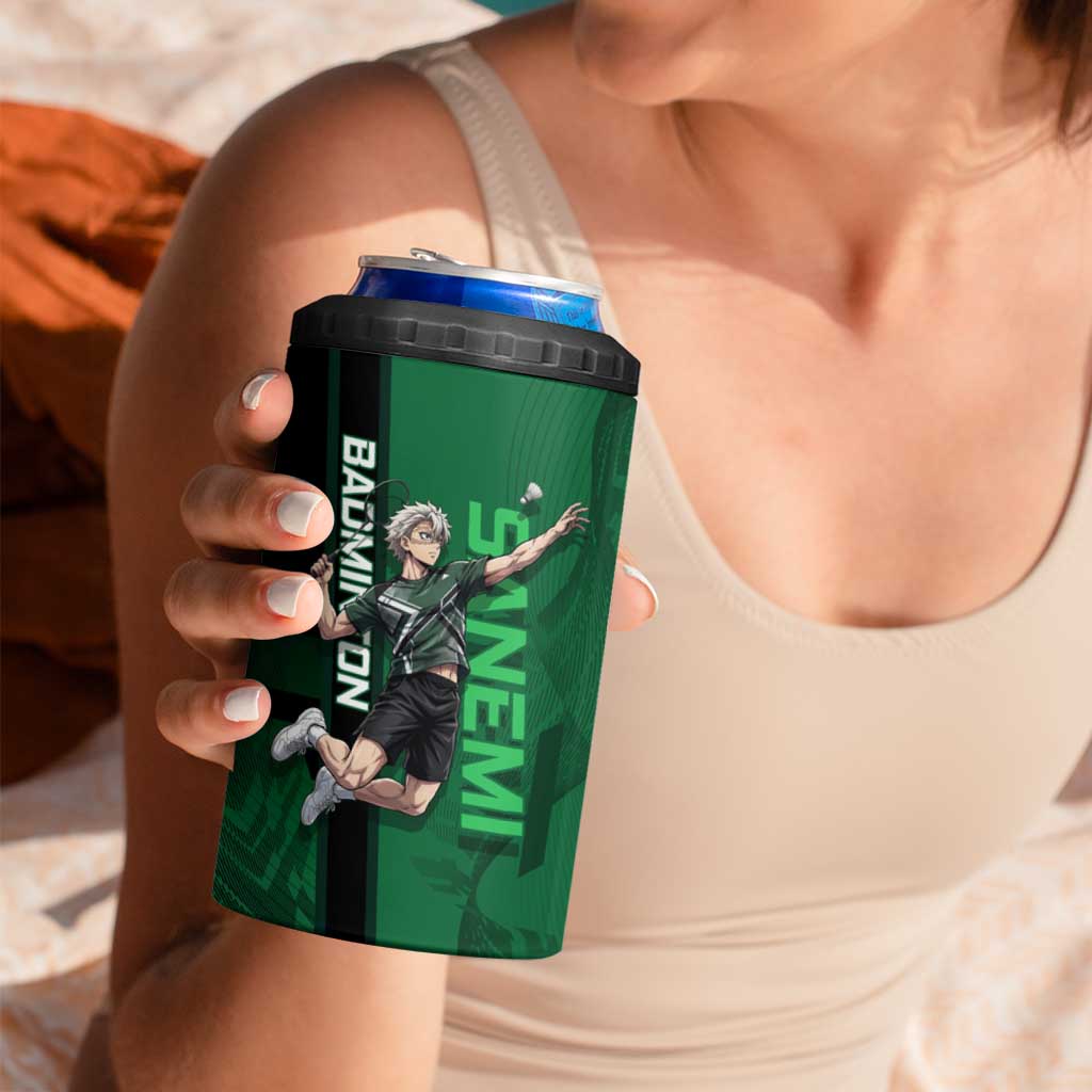 Personalized Shinazugawa Sanemi Badminton 4 in 1 Can Cooler Tumbler Design with Jump Shot Pose - The Mazicc