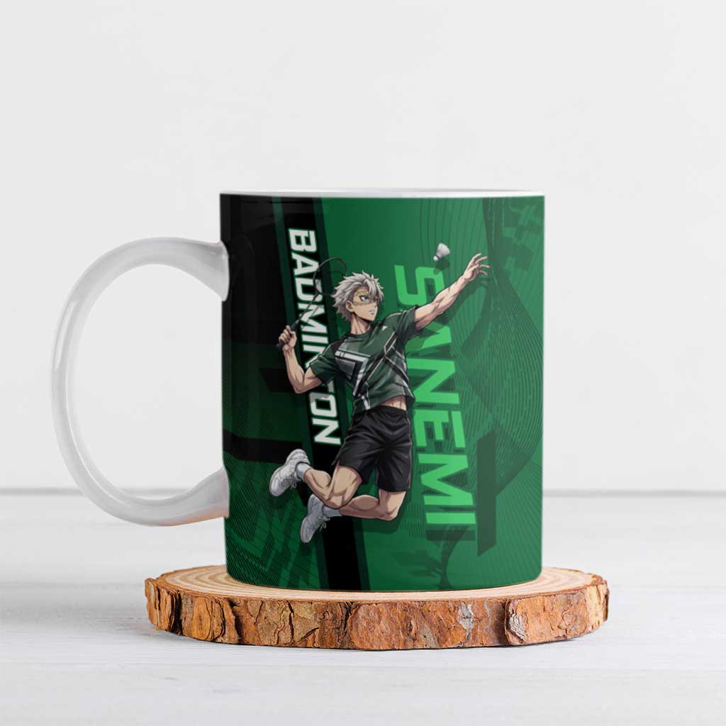 Personalized Shinazugawa Sanemi Badminton Ceramic Mug Design with Jump Shot Pose - The Mazicc