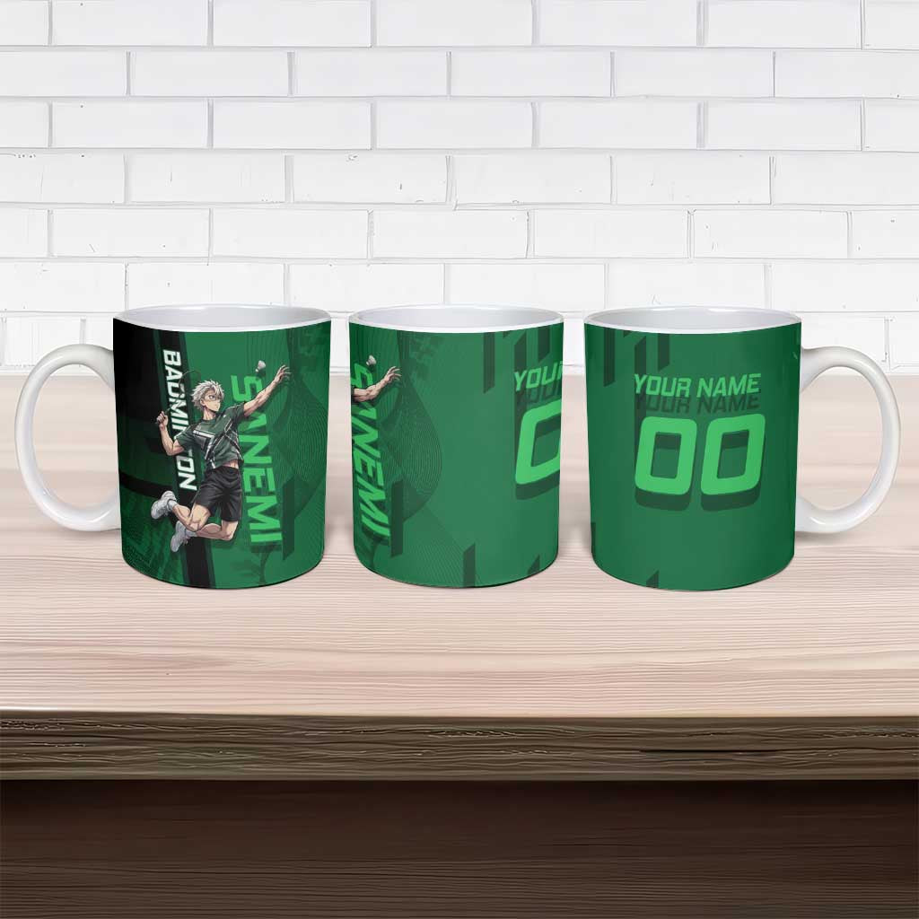 Personalized Shinazugawa Sanemi Badminton Ceramic Mug Design with Jump Shot Pose - The Mazicc