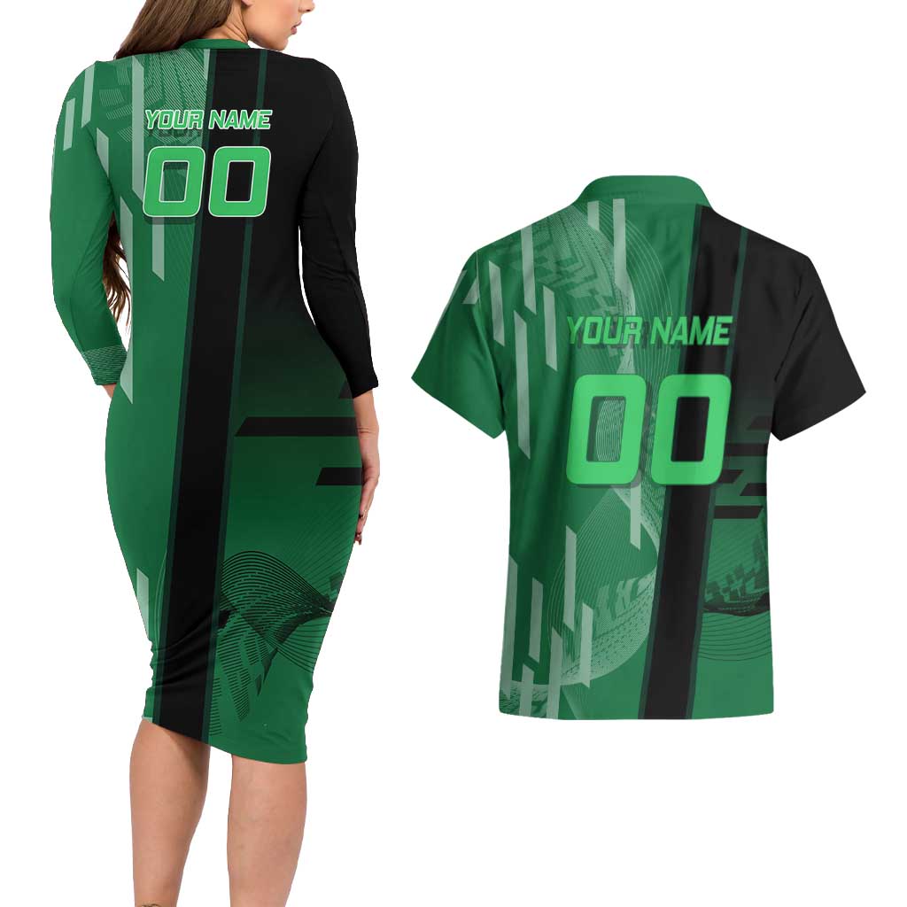 Personalized Shinazugawa Sanemi Badminton Couples Matching Long Sleeve Bodycon Dress and Hawaiian Shirt Design with Jump Shot Pose - The Mazicc