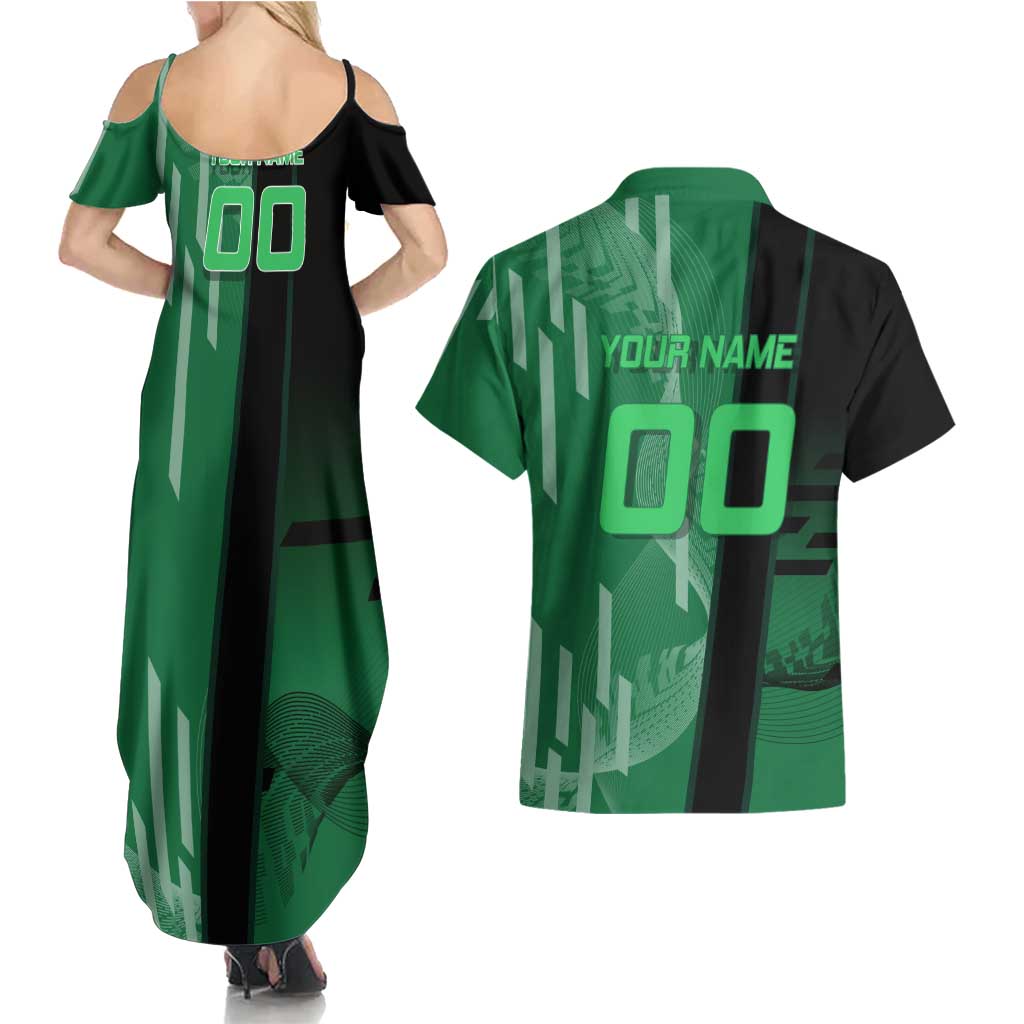Personalized Shinazugawa Sanemi Badminton Couples Matching Summer Maxi Dress and Hawaiian Shirt Design with Jump Shot Pose - The Mazicc