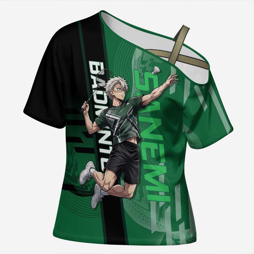 Personalized Shinazugawa Sanemi Badminton Cross Shoulder Shirt Design with Jump Shot Pose - The Mazicc