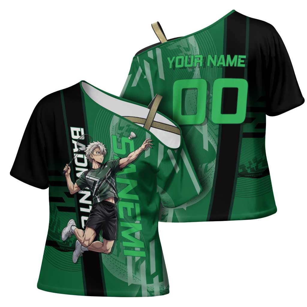 Personalized Shinazugawa Sanemi Badminton Cross Shoulder Shirt Design with Jump Shot Pose - The Mazicc