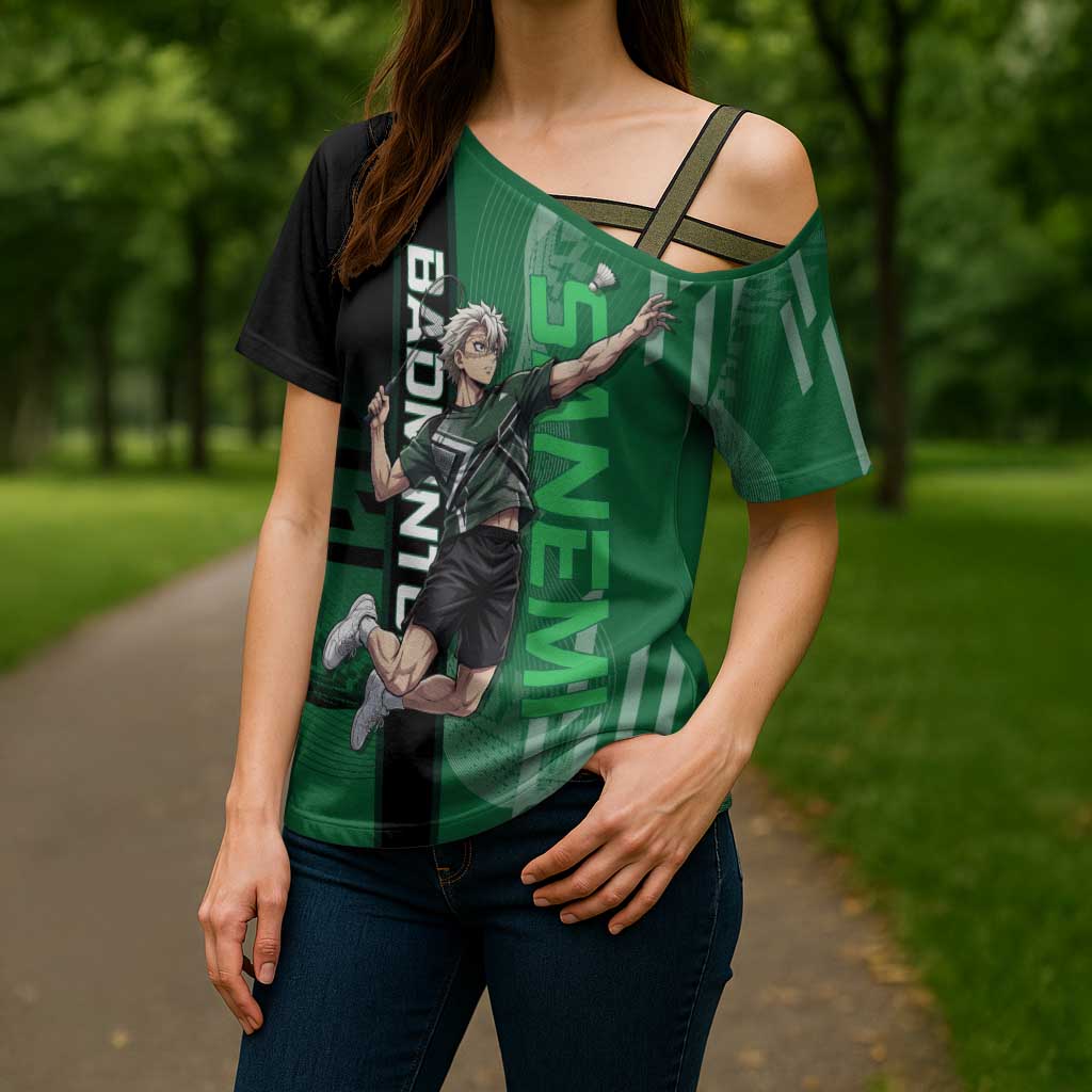 Personalized Shinazugawa Sanemi Badminton Cross Shoulder Shirt Design with Jump Shot Pose - The Mazicc