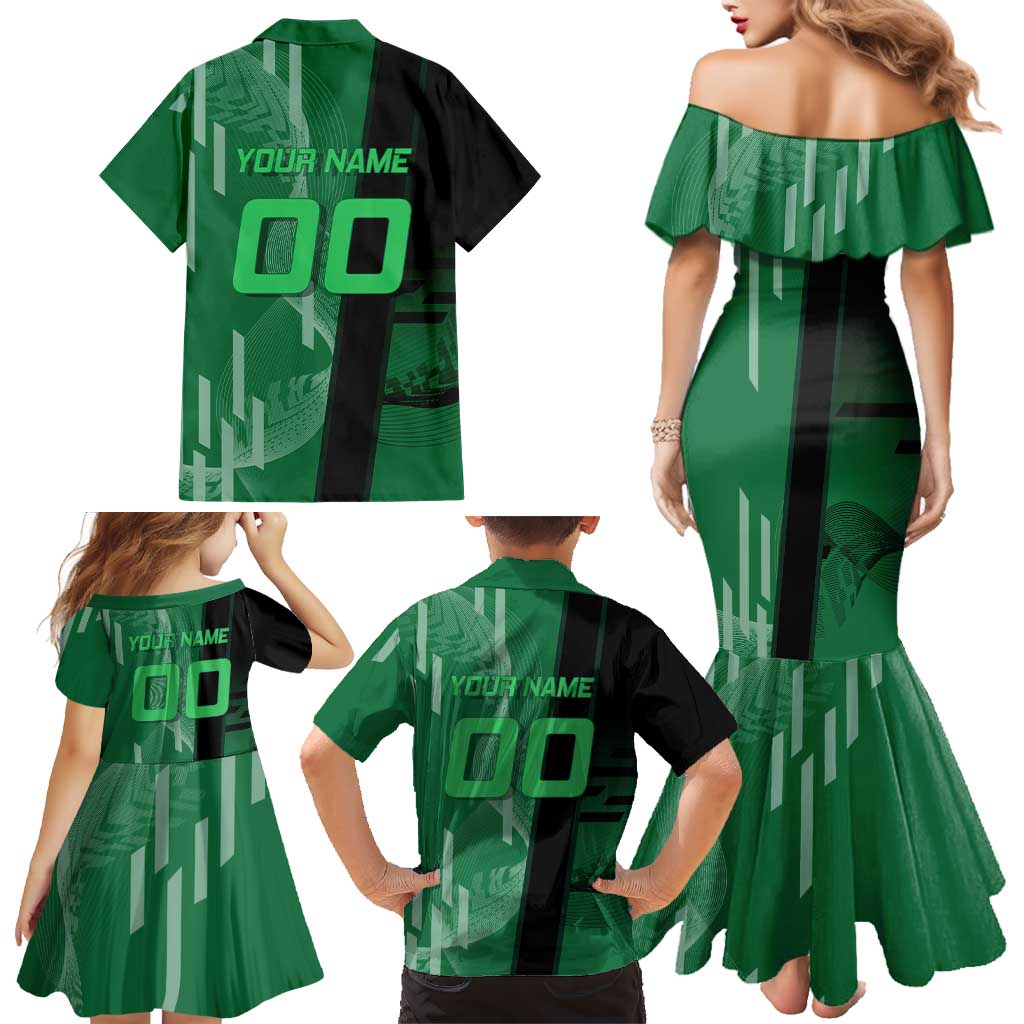 Personalized Shinazugawa Sanemi Badminton Family Matching Mermaid Dress and Hawaiian Shirt Design with Jump Shot Pose