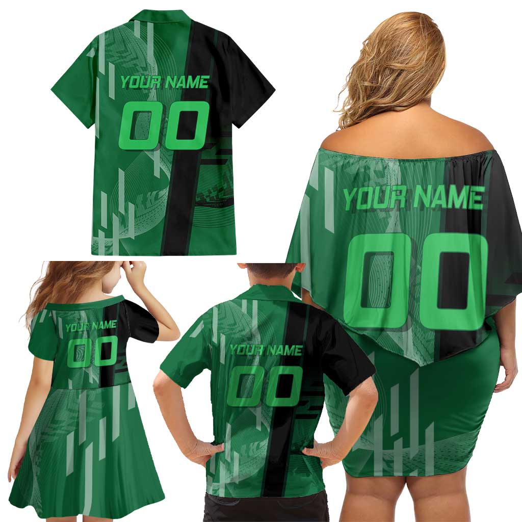 Personalized Shinazugawa Sanemi Badminton Family Matching Off Shoulder Short Dress and Hawaiian Shirt Design with Jump Shot Pose
