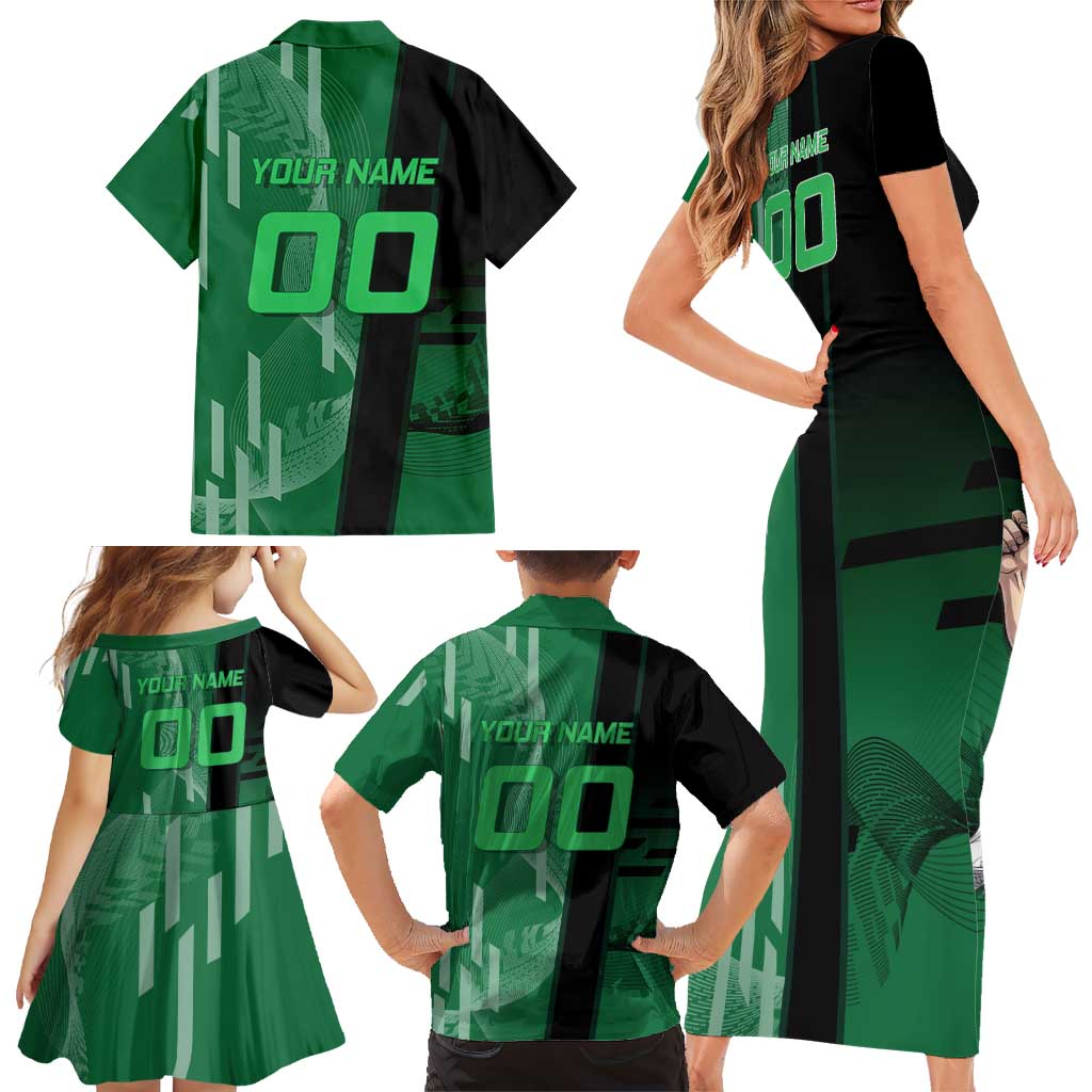 Personalized Shinazugawa Sanemi Badminton Family Matching Short Sleeve Bodycon Dress and Hawaiian Shirt Design with Jump Shot Pose